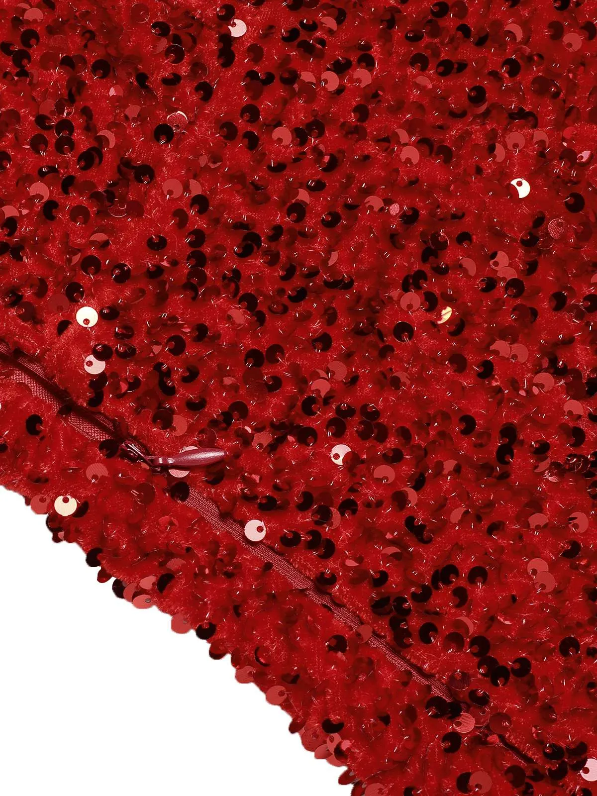 Red 1950s Cold-Shoulder Furry Sequined Dress sold by Retro Stage product image thumbnail 5