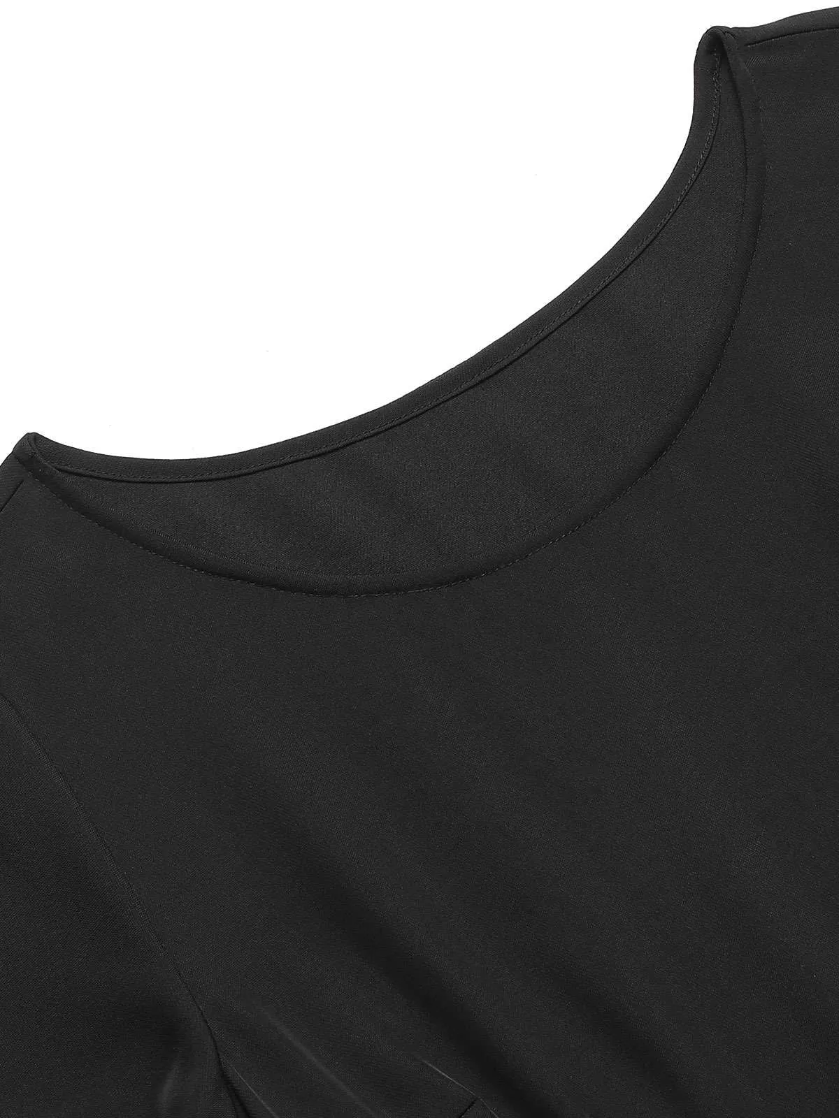 Red 1950s Butterfly Embroidered Mesh Patchwork Dress sold by Retro Stage product image thumbnail 5