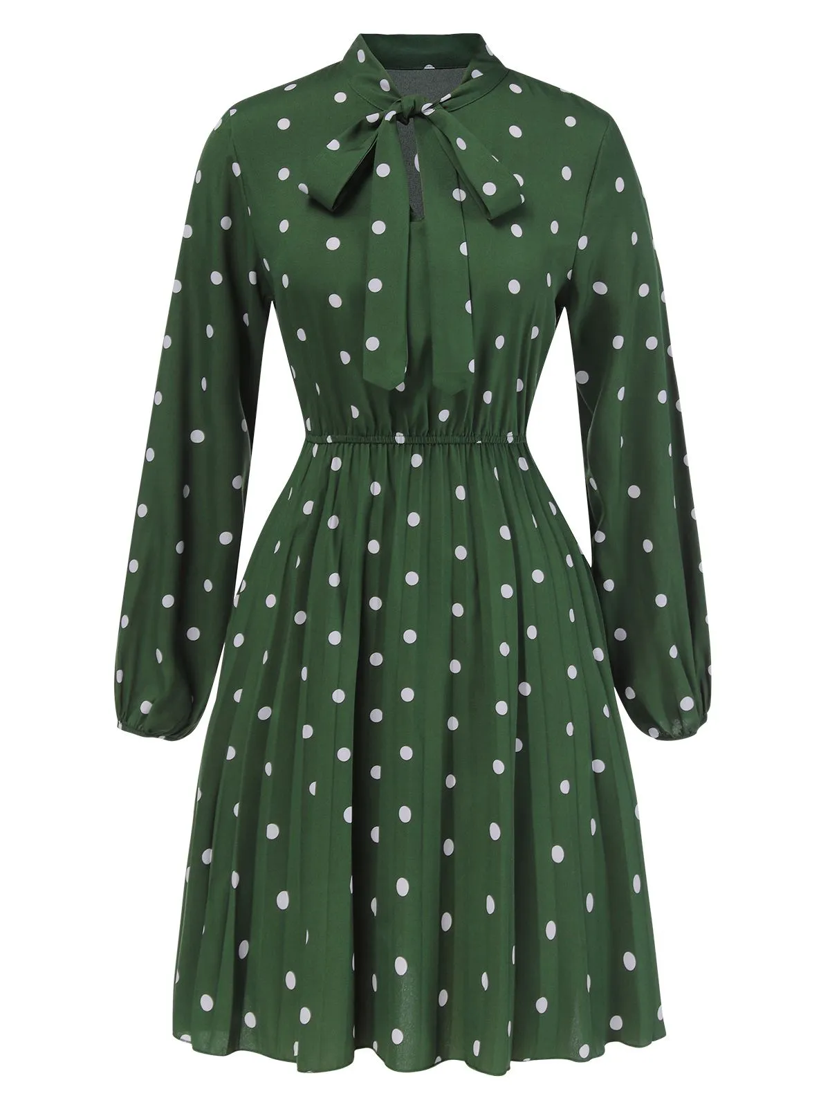 1940s Polka Dot Drawstring Pleated Dress sold by Retro Stage product image thumbnail 2