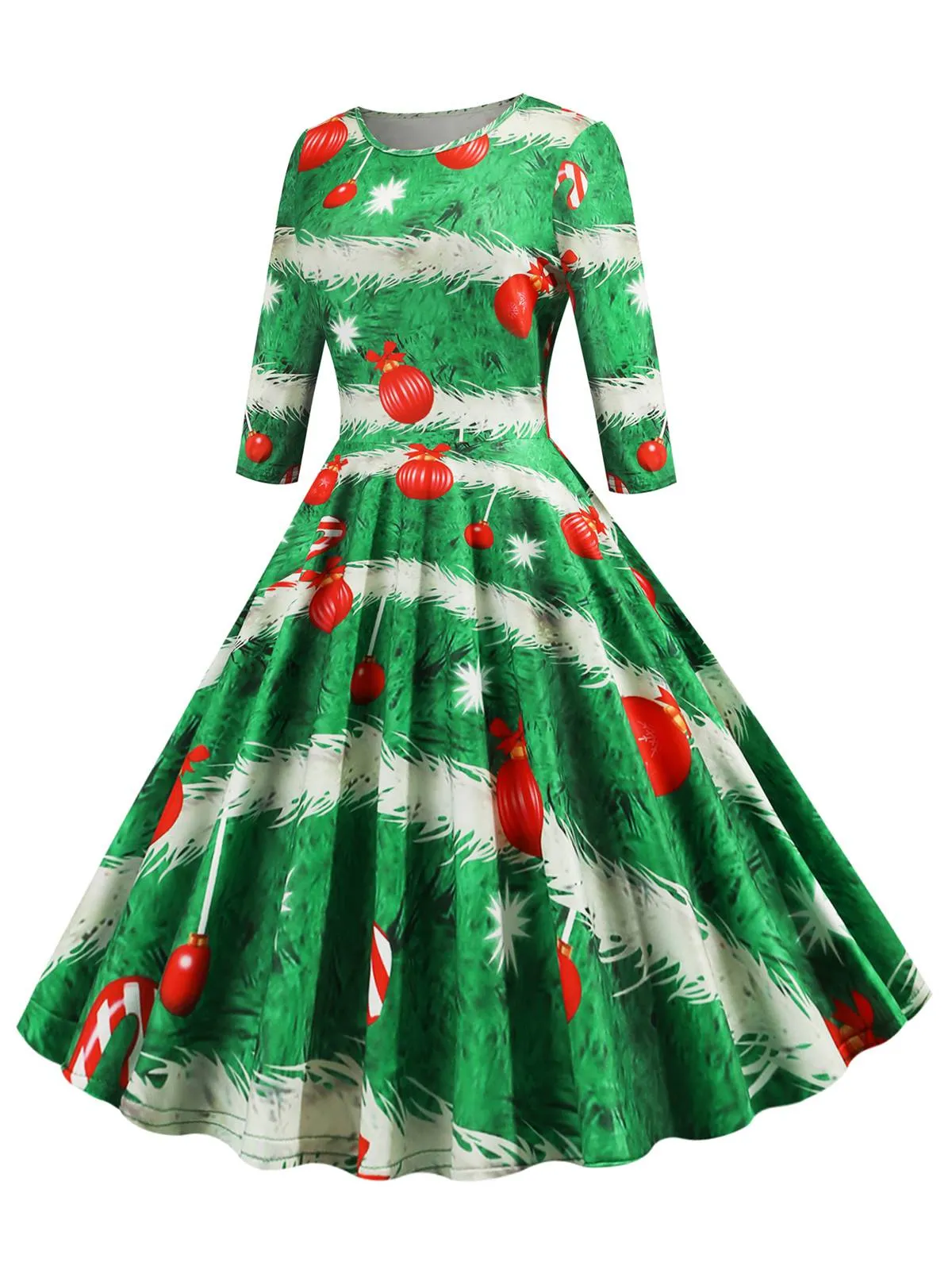 1950s Christmas Crew Neck Half Sleeve Dress sold by Retro Stage product image thumbnail 2