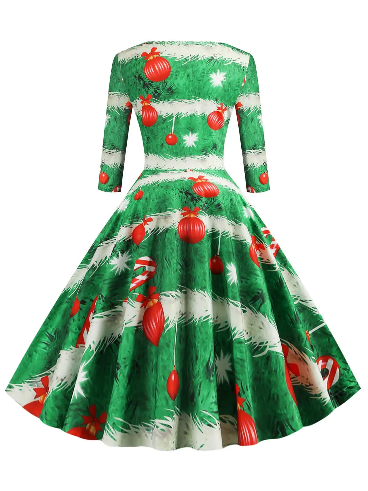 1950s Christmas Crew Neck Half Sleeve Dress sold by Retro Stage product image thumbnail 3
