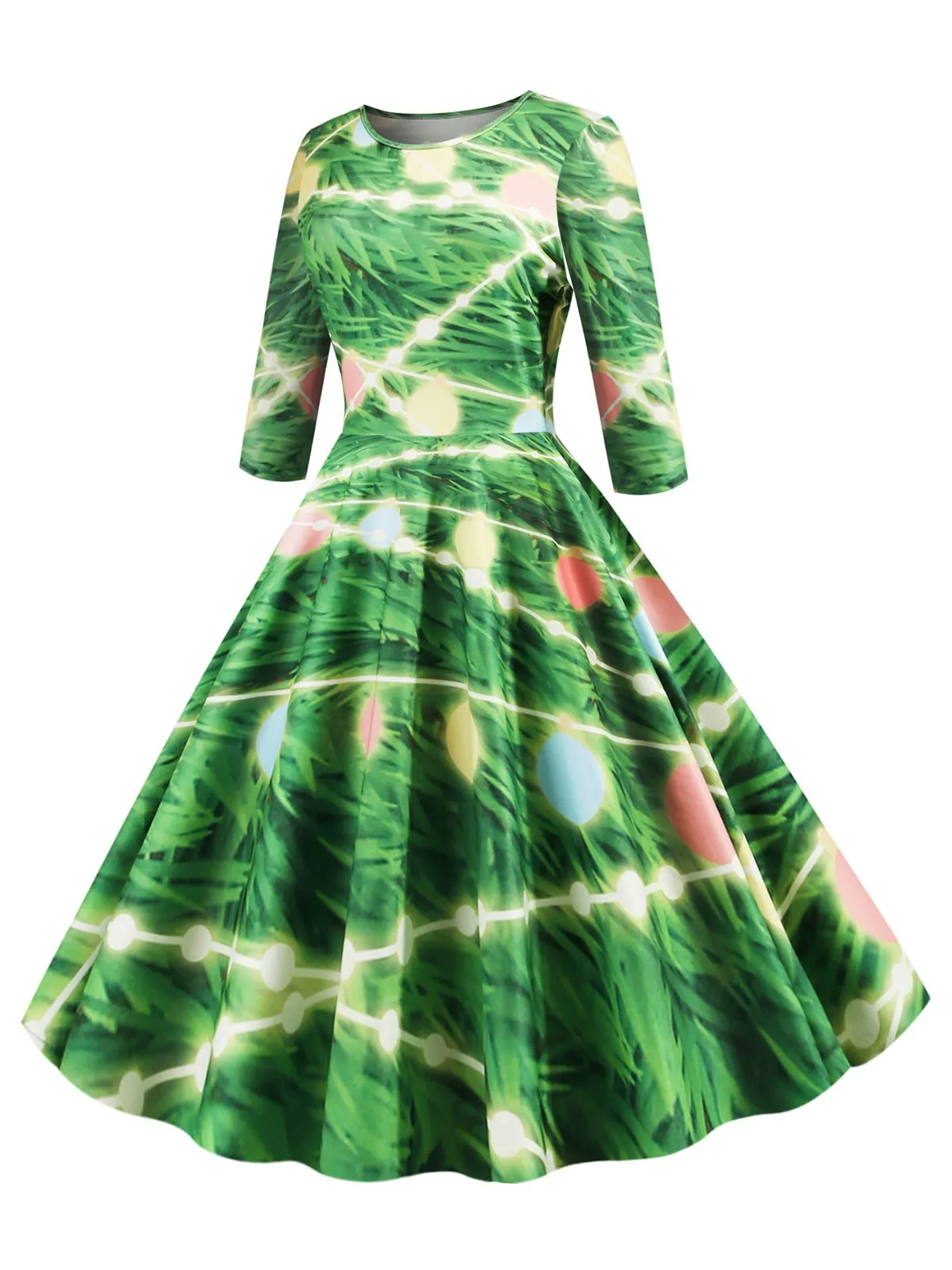 1950s Christmas Crew Neck Half Sleeve Dress sold by Retro Stage product image thumbnail 5