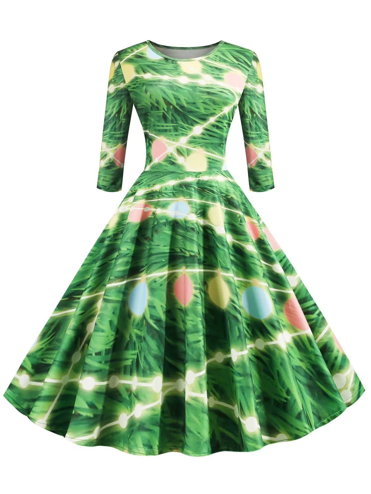1950s Christmas Crew Neck Half Sleeve Dress sold by Retro Stage product image thumbnail 4