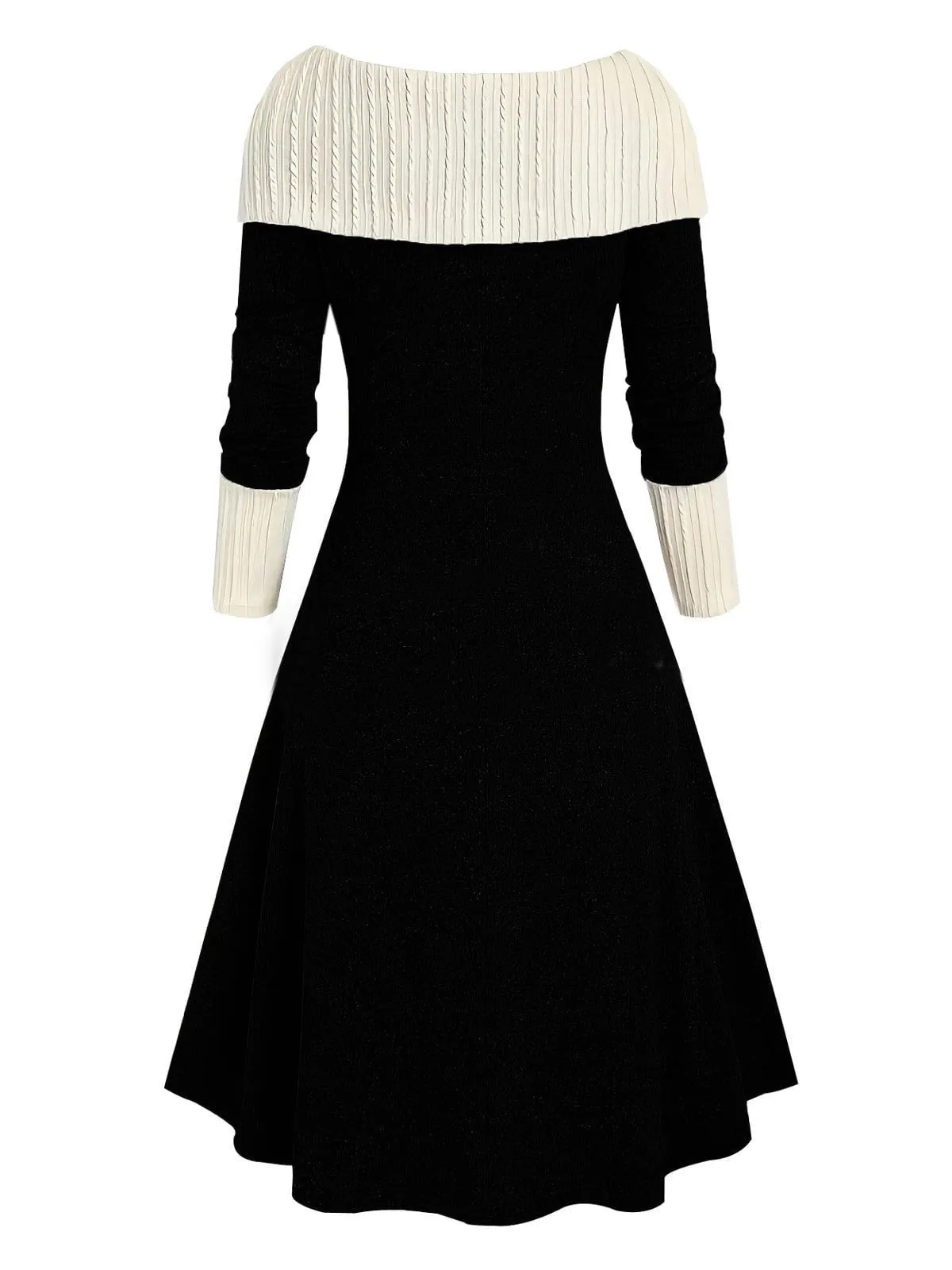 1940s Lace-Up Colorblock Off-Shoulder Dress sold by Retro Stage product image thumbnail 5