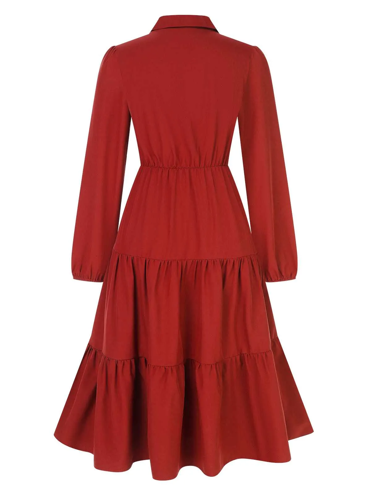 1950s Shirt Neck Tiered Solid Midi Dress sold by Retro Stage product image thumbnail 3