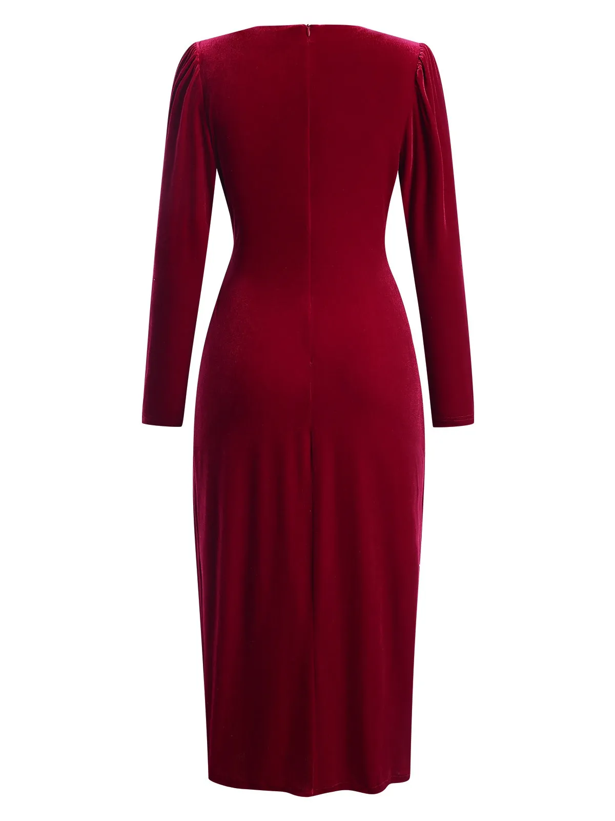 1960s Solid Twist V-Neck Velvet Dress sold by Retro Stage product image thumbnail 3