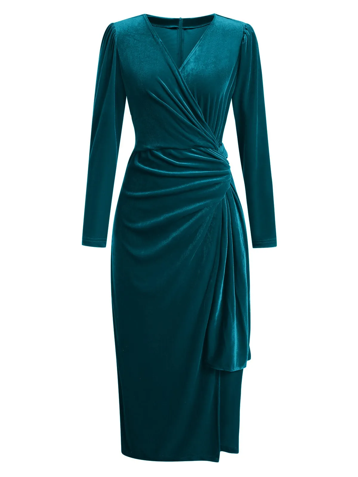 1960s Solid Twist V-Neck Velvet Dress sold by Retro Stage product image thumbnail 5