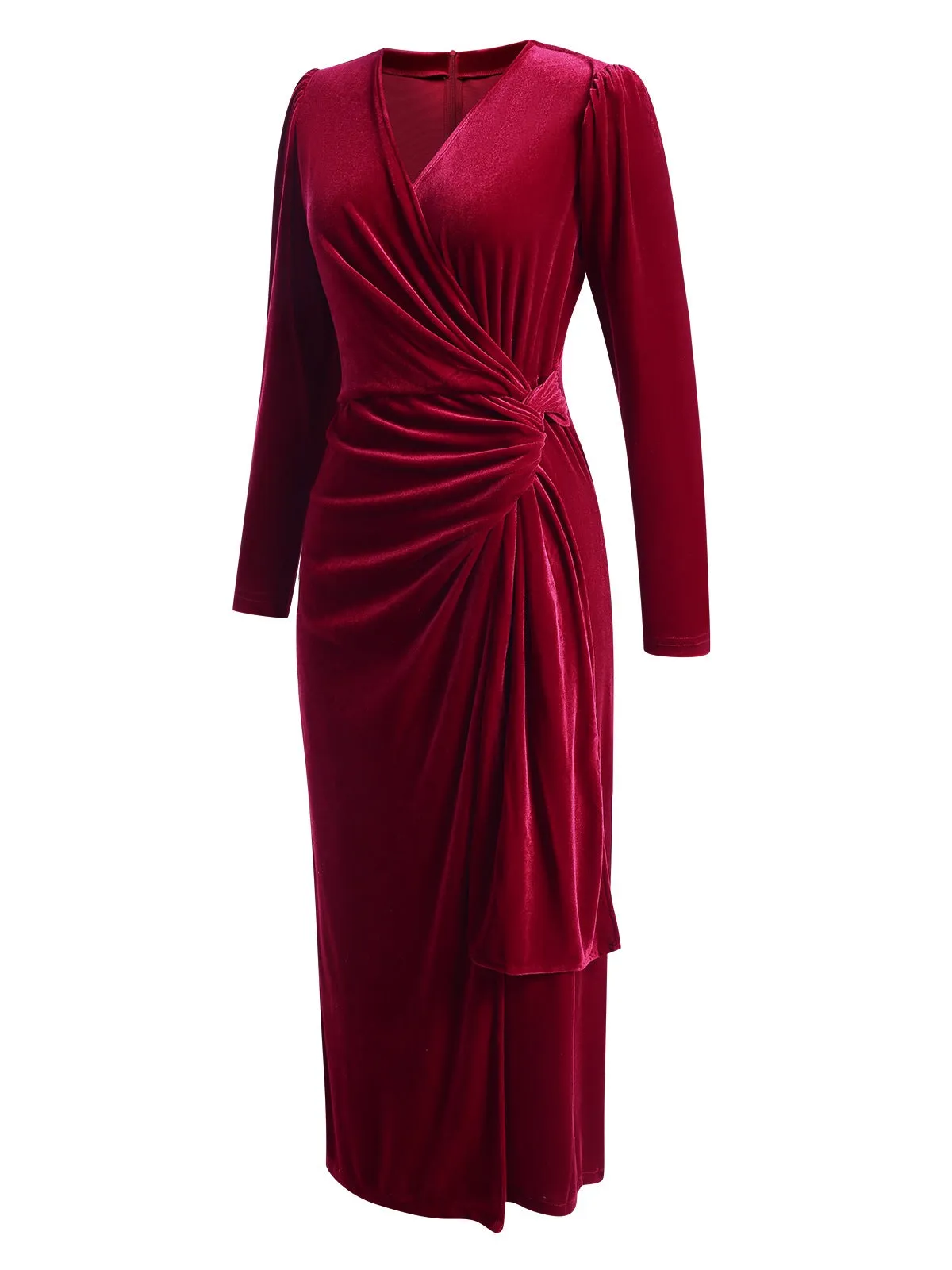 1960s Solid Twist V-Neck Velvet Dress sold by Retro Stage product image thumbnail 2
