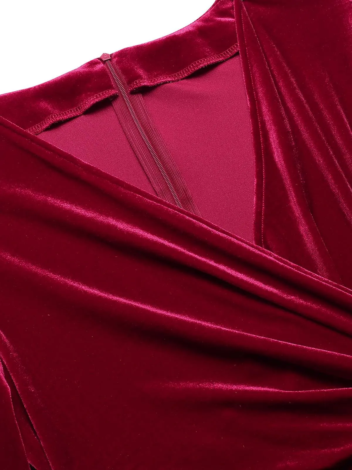 1960s Solid Twist V-Neck Velvet Dress sold by Retro Stage product image thumbnail 4