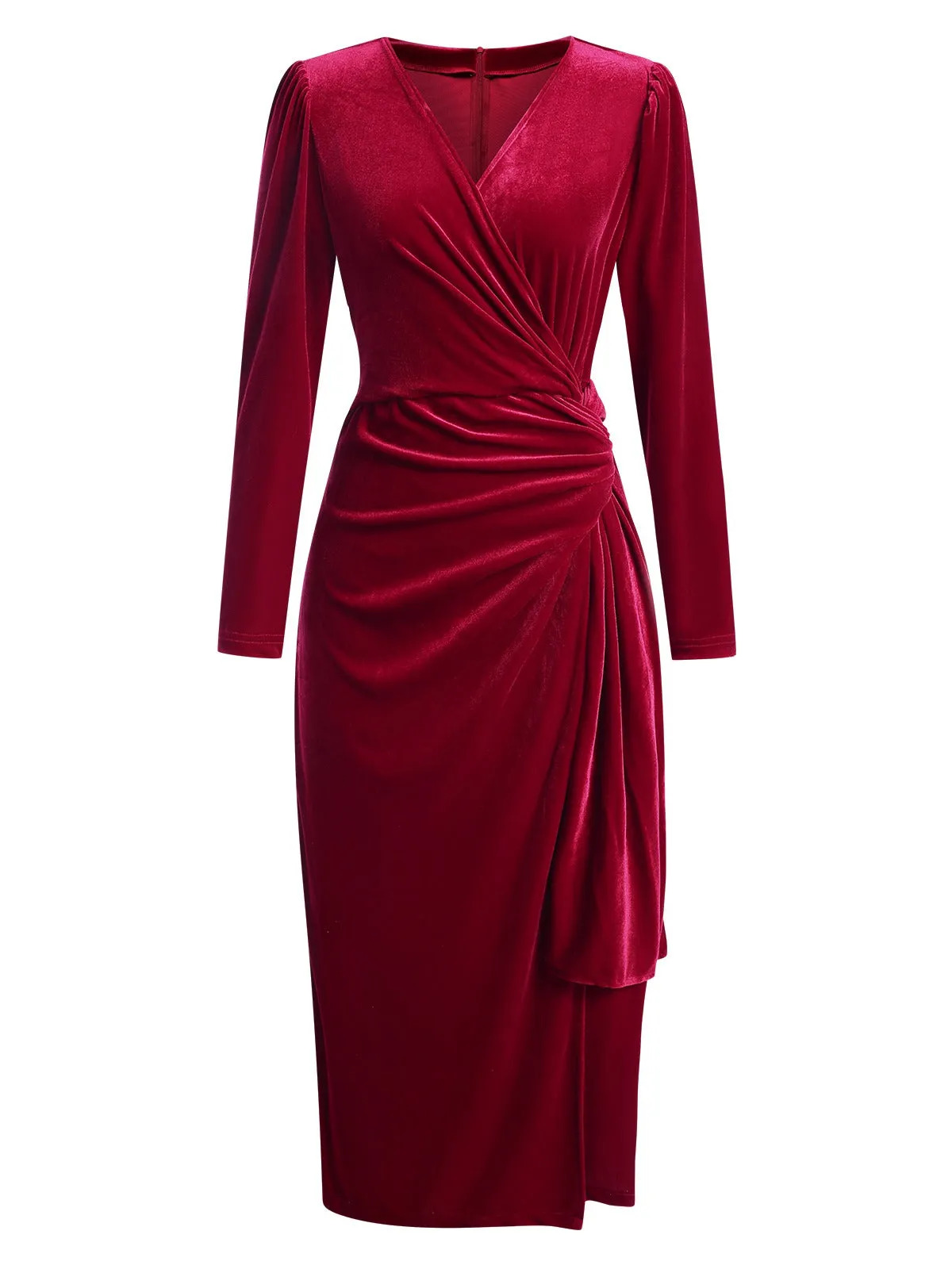1960s Solid Twist V-Neck Velvet Dress sold by Retro Stage