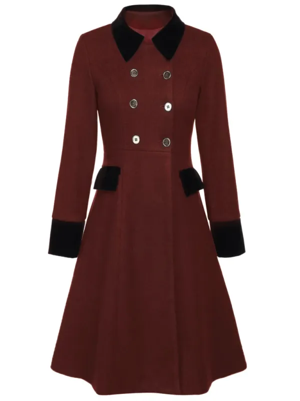Red 1940s Solid Button Coat sold by Retro Stage