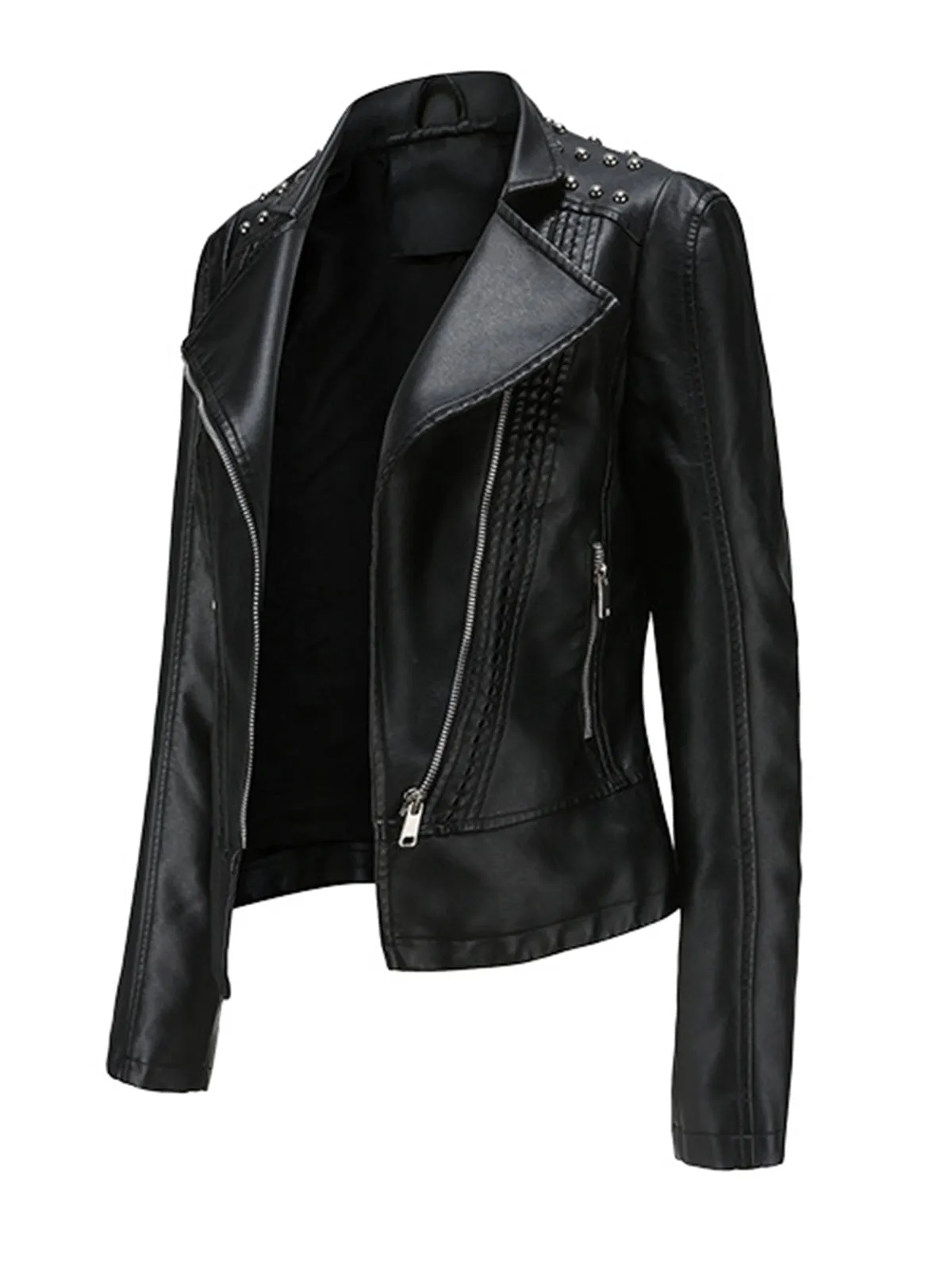 1980s Solid Lapel Leather Jacket sold by Retro Stage product image thumbnail 4