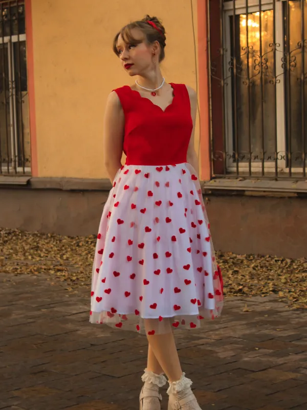 Red 1950s Heart Bow Sleeveless Dress sold by Retro Stage
