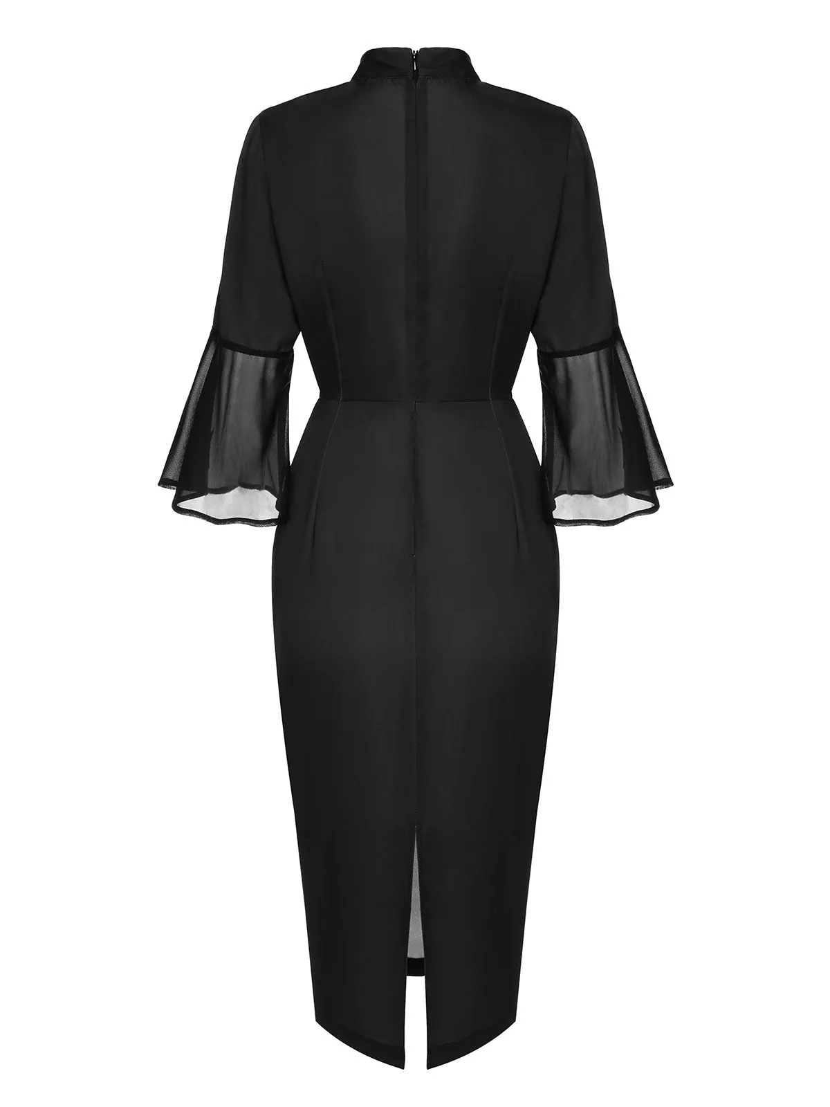 Black 1960s Halloween Spider Net Bell Pencil Dress sold by Retro Stage product image thumbnail 5