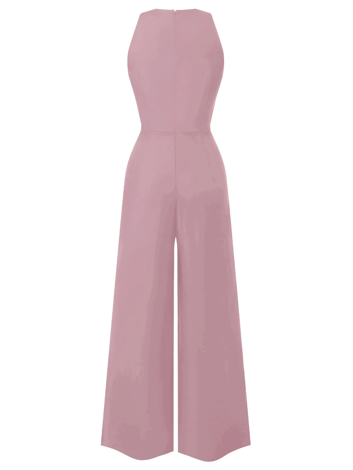 Pink 1950s Sleeveless Buttoned Solid Jumpsuit sold by Retro Stage product image thumbnail 3
