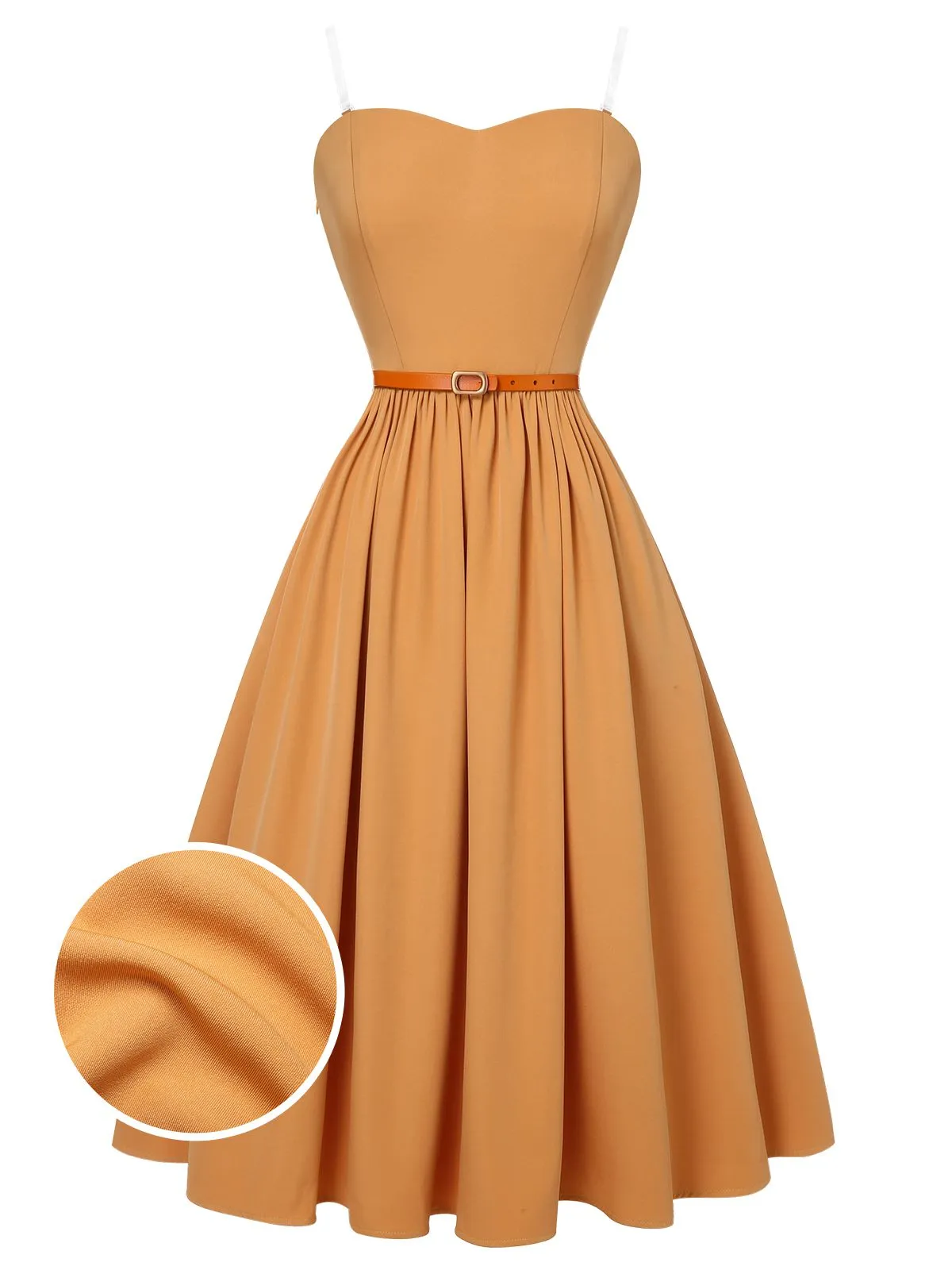 Apricot Yellow 1950s Bandeau Umbrella Dress sold by Retro Stage
