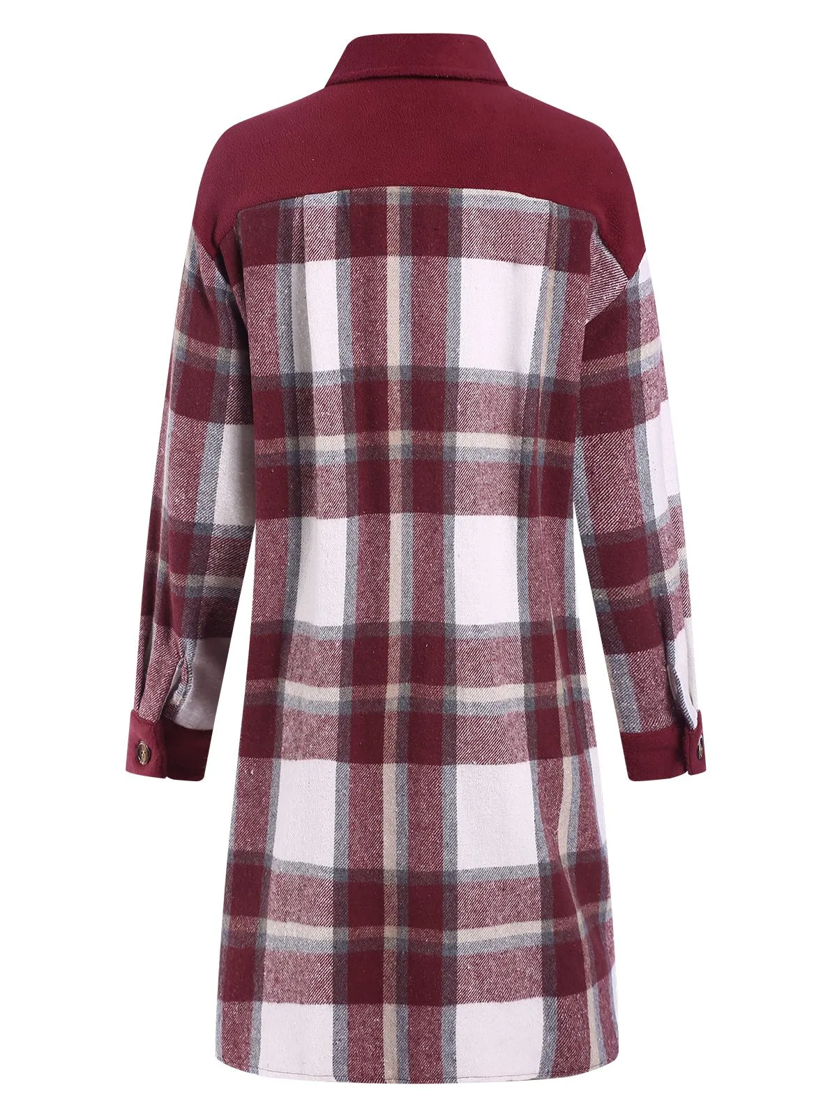 Wine Red 1950s Shirt Collar Tartan Plaid Coat sold by Retro Stage product image thumbnail 2