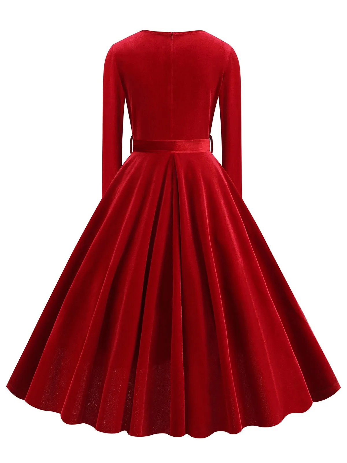 1950s Solid Velvet V-Neck Swing Dress sold by Retro Stage product image thumbnail 3