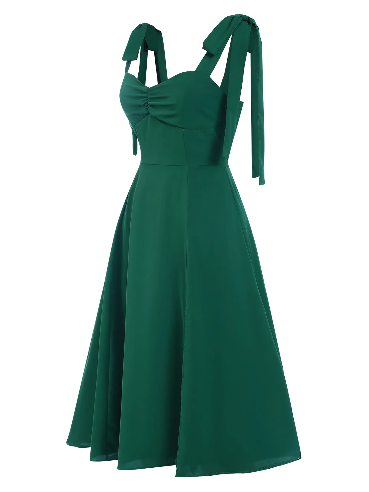 Green 1940s Sweetheart Neck Lace-Up Slit Dress sold by Retro Stage product image thumbnail 4