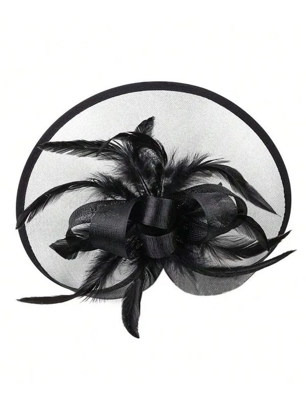 Feather Fascinator Hat With Veil sold by Retro Stage