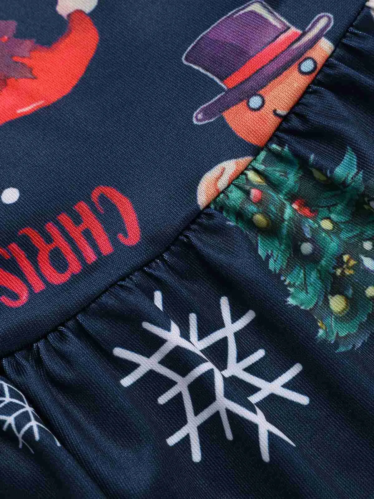 Dark Blue 1940s Christmas Straps Nightgown sold by Retro Stage product image thumbnail 4