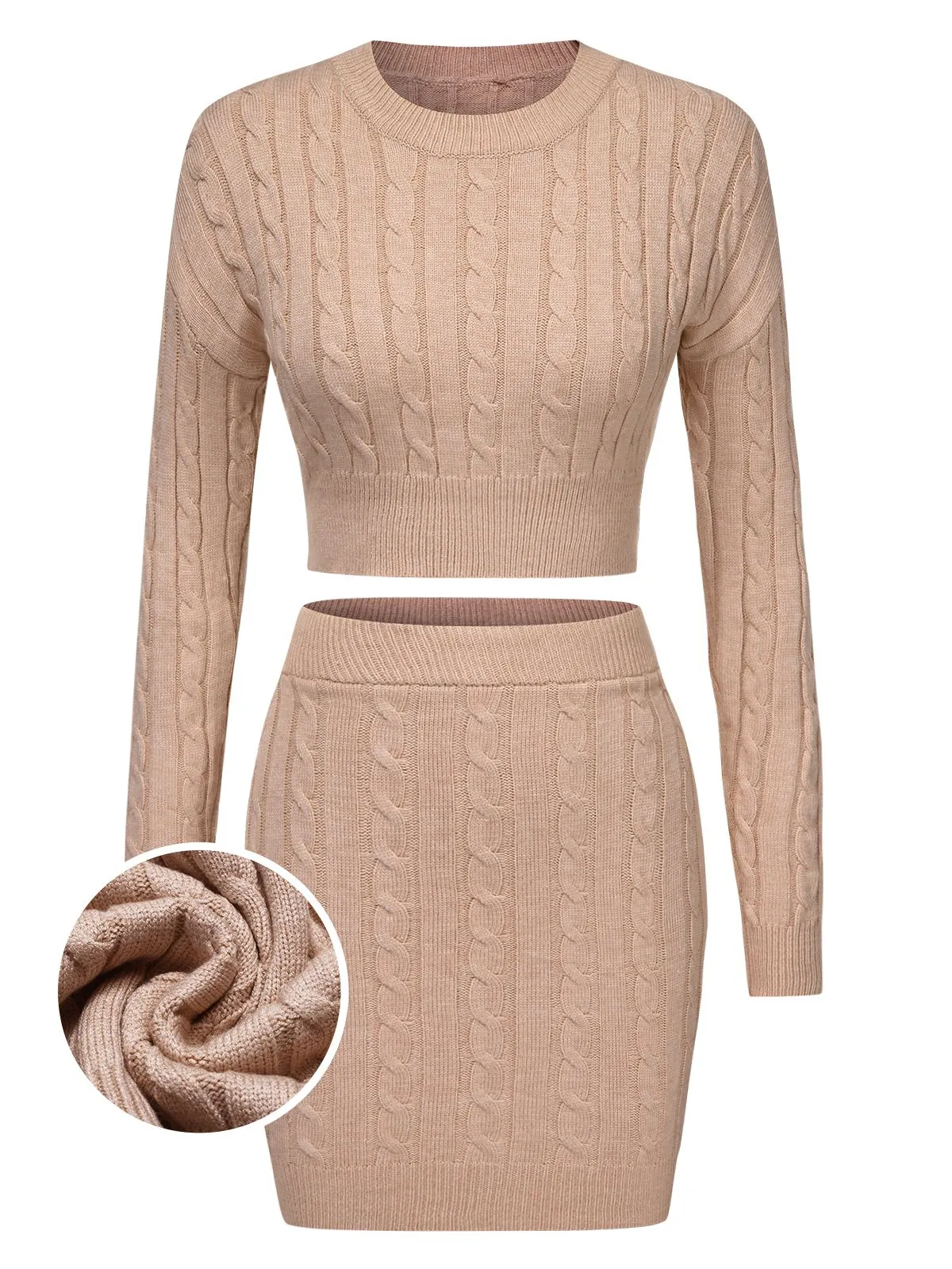 2PCS 1960s Knitted Cropped Sweater & Skirt sold by Retro Stage