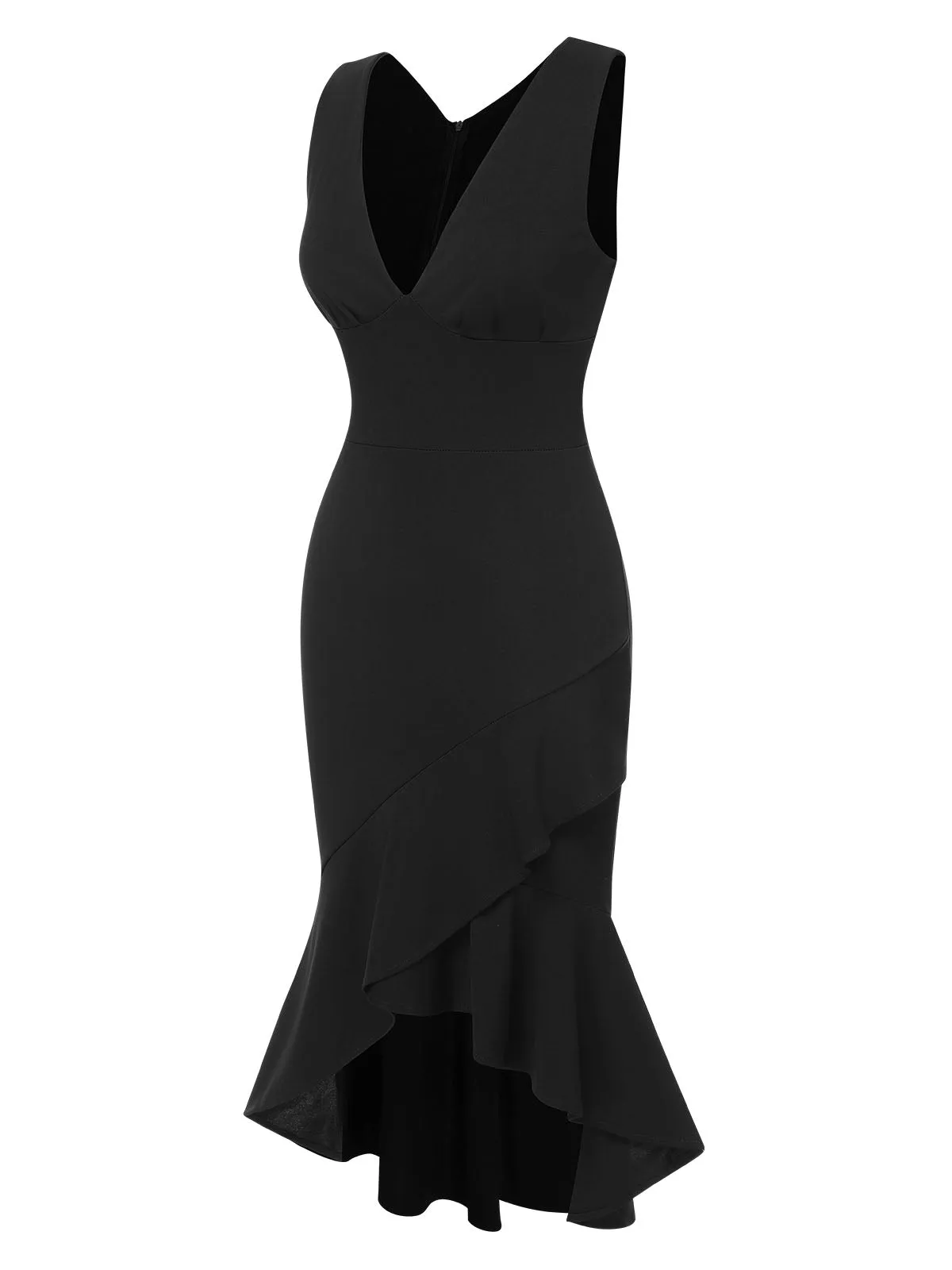 1930s V-Neck Solid Fishtail Bodycon Dress sold by Retro Stage product image thumbnail 2