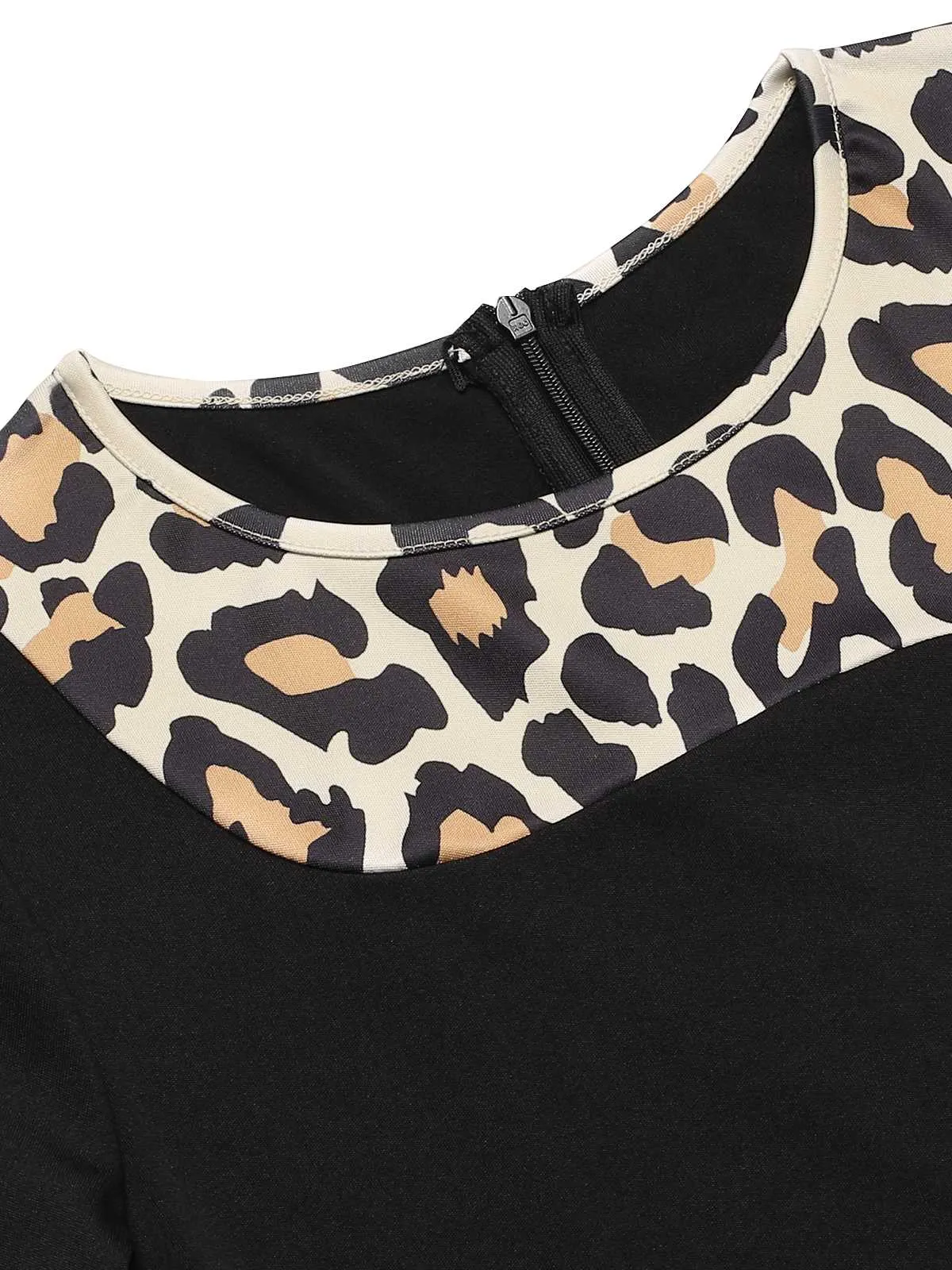 Black 1960s Leopard Patchwork Pencil Dress sold by Retro Stage product image thumbnail 4