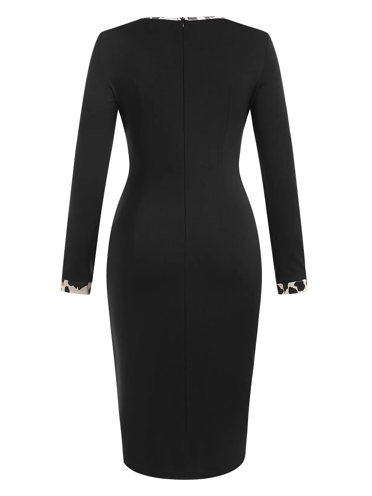 Black 1960s Leopard Patchwork Pencil Dress sold by Retro Stage product image thumbnail 3