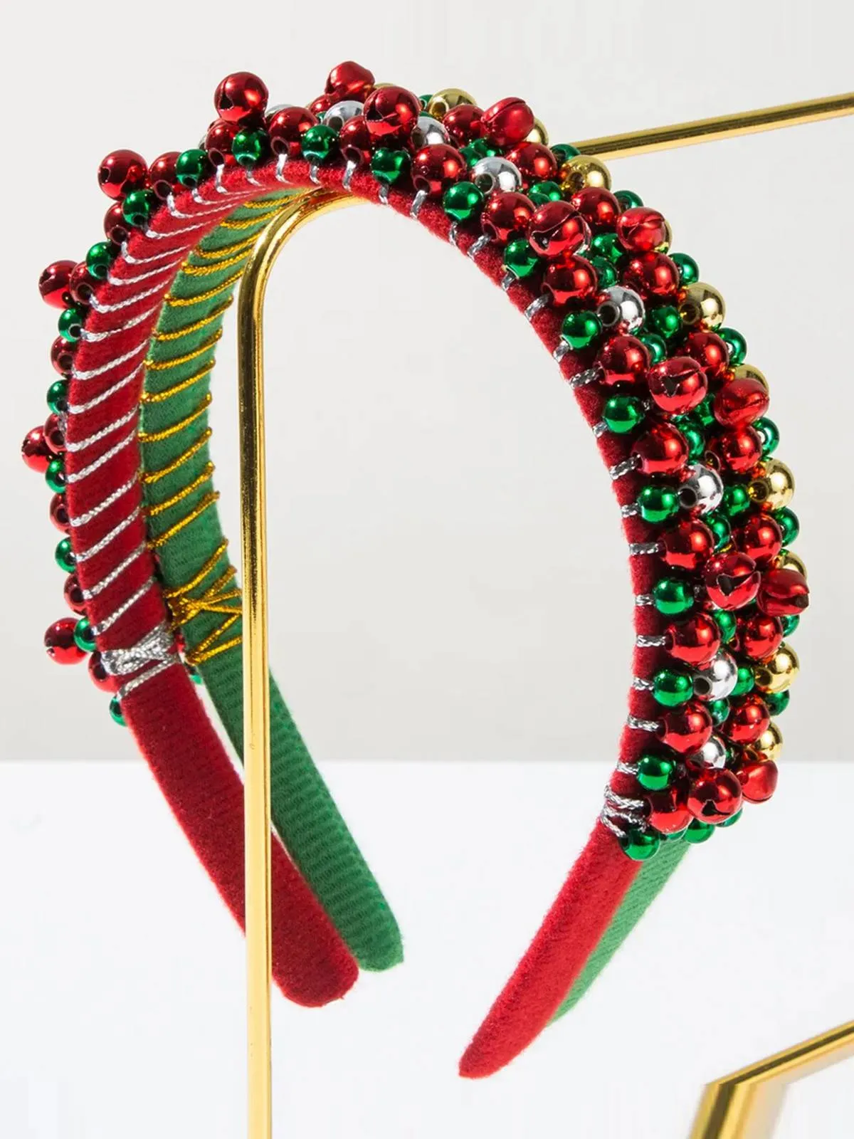 Christmas Colored Bell Beads Headband sold by Retro Stage product image thumbnail 4