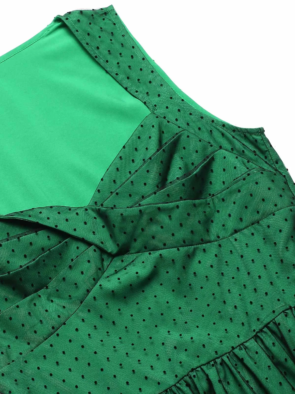 Green 1950s Polka Dot Mesh Patchwork Dress sold by Retro Stage product image thumbnail 5