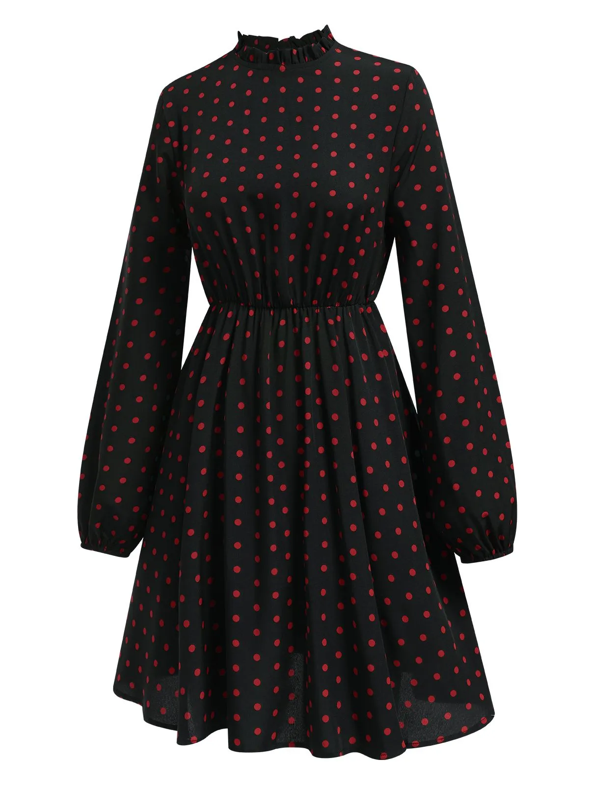 Black 1950s Polka Dot Long Sleeves Dress sold by Retro Stage product image thumbnail 3