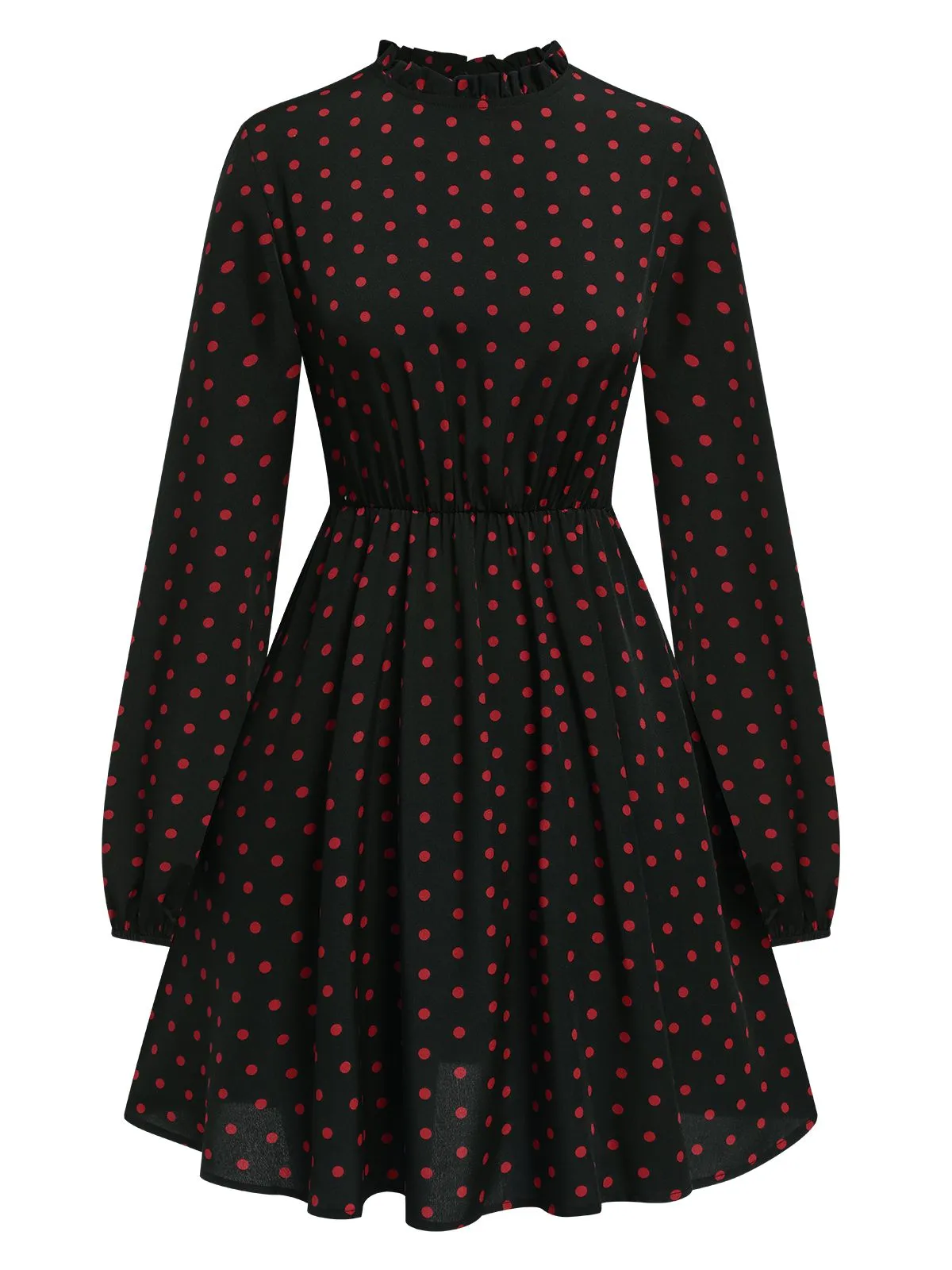 Black 1950s Polka Dot Long Sleeves Dress sold by Retro Stage