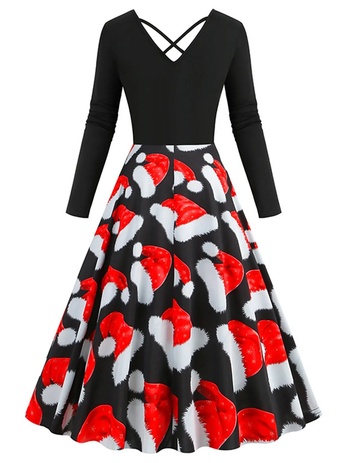 Red 1950s Christmas Santa Hat Patchwork Dress sold by Retro Stage product image thumbnail 3