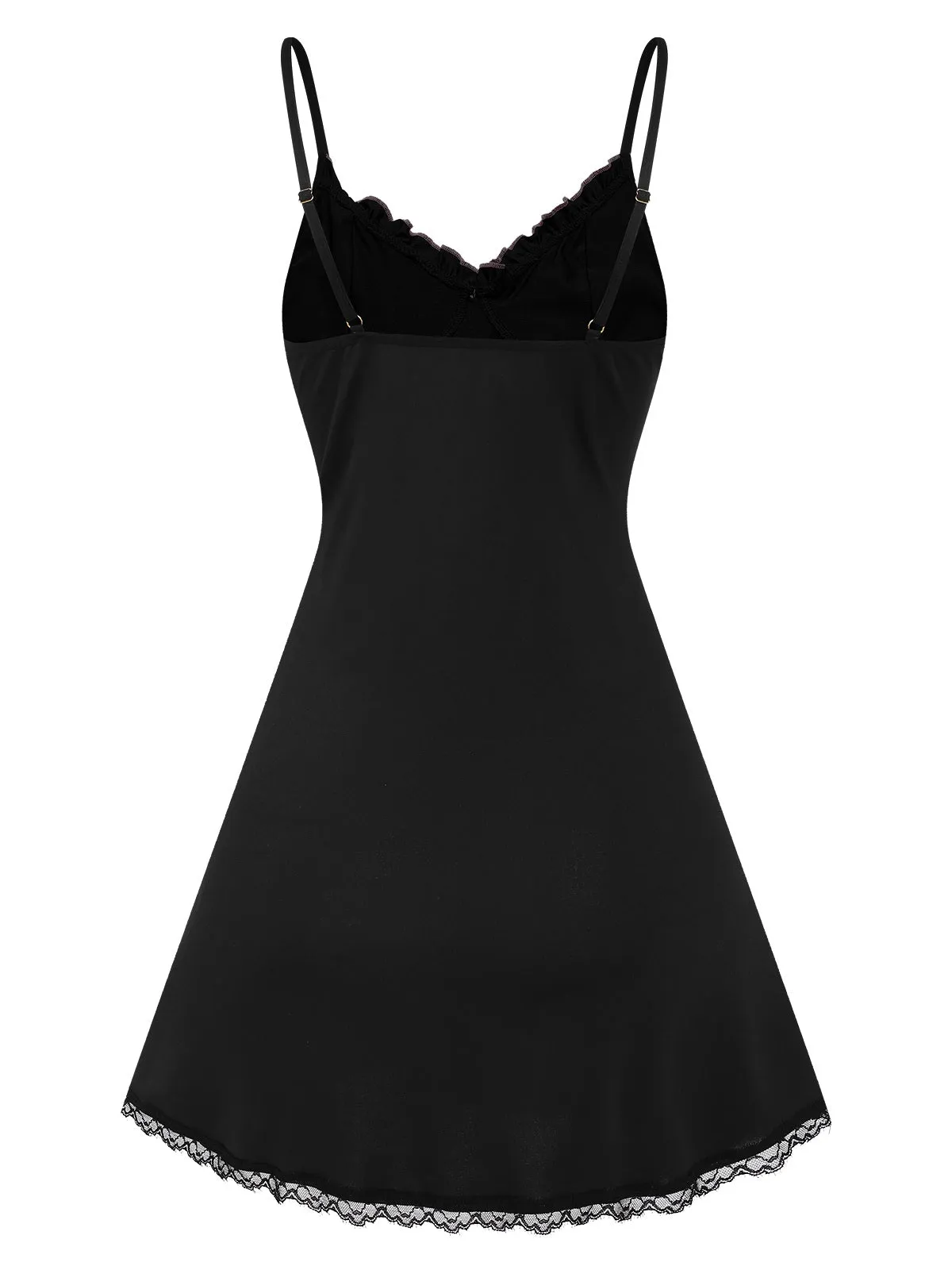 Black 1970s Lace Patchwork Straps Nightgown sold by Retro Stage product image thumbnail 2