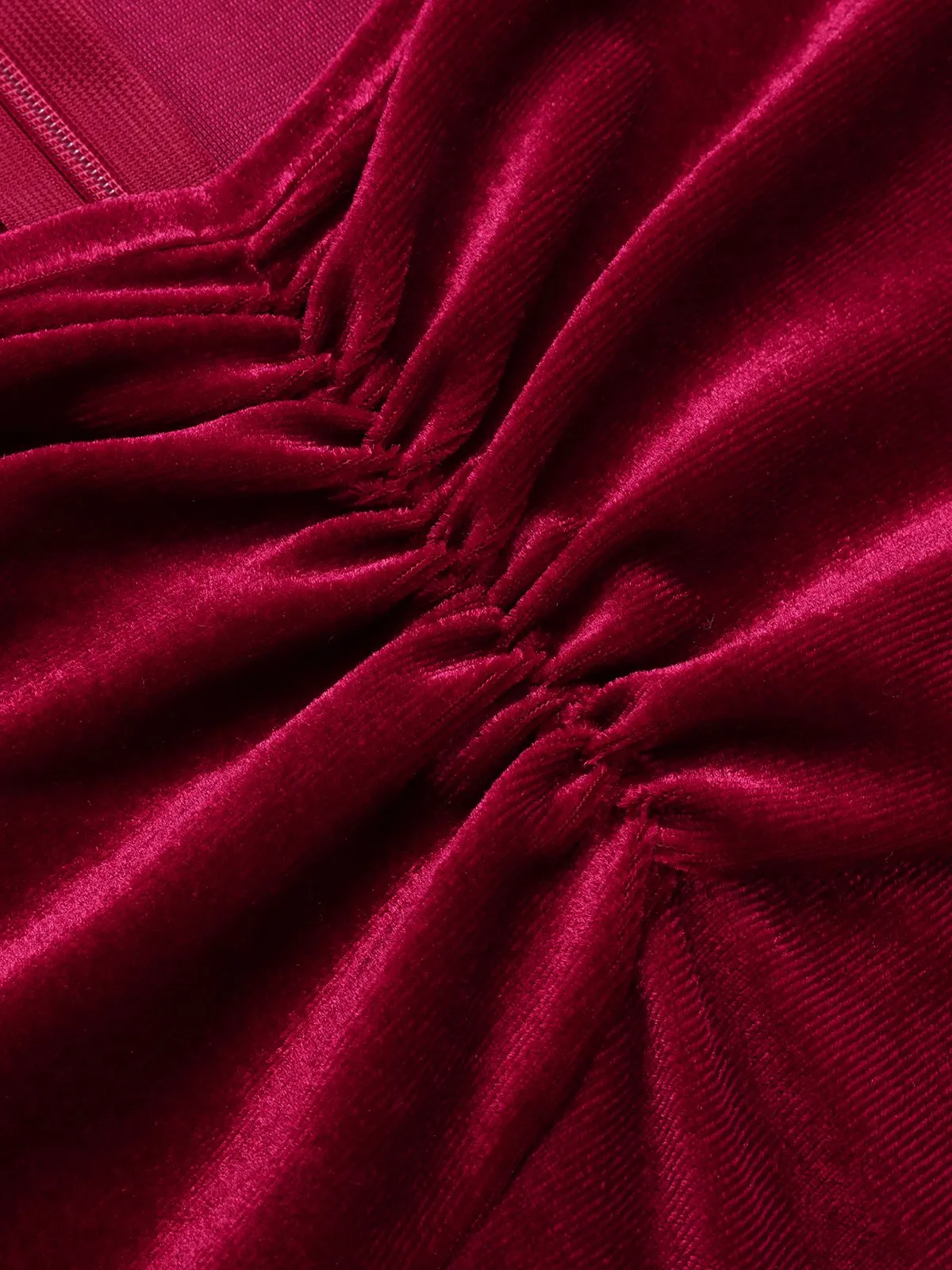 Wine Red 1940s Solid Velvet Puff Dress sold by Retro Stage product image thumbnail 5