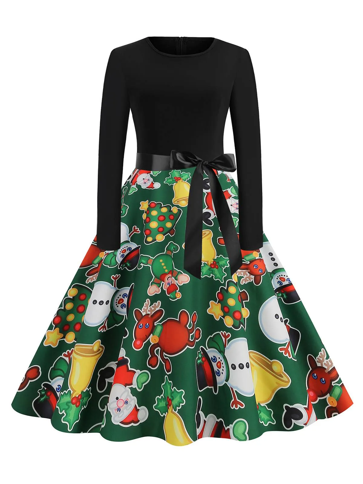 1950s Christmas Patchwork Long Sleeve Dress sold by Retro Stage