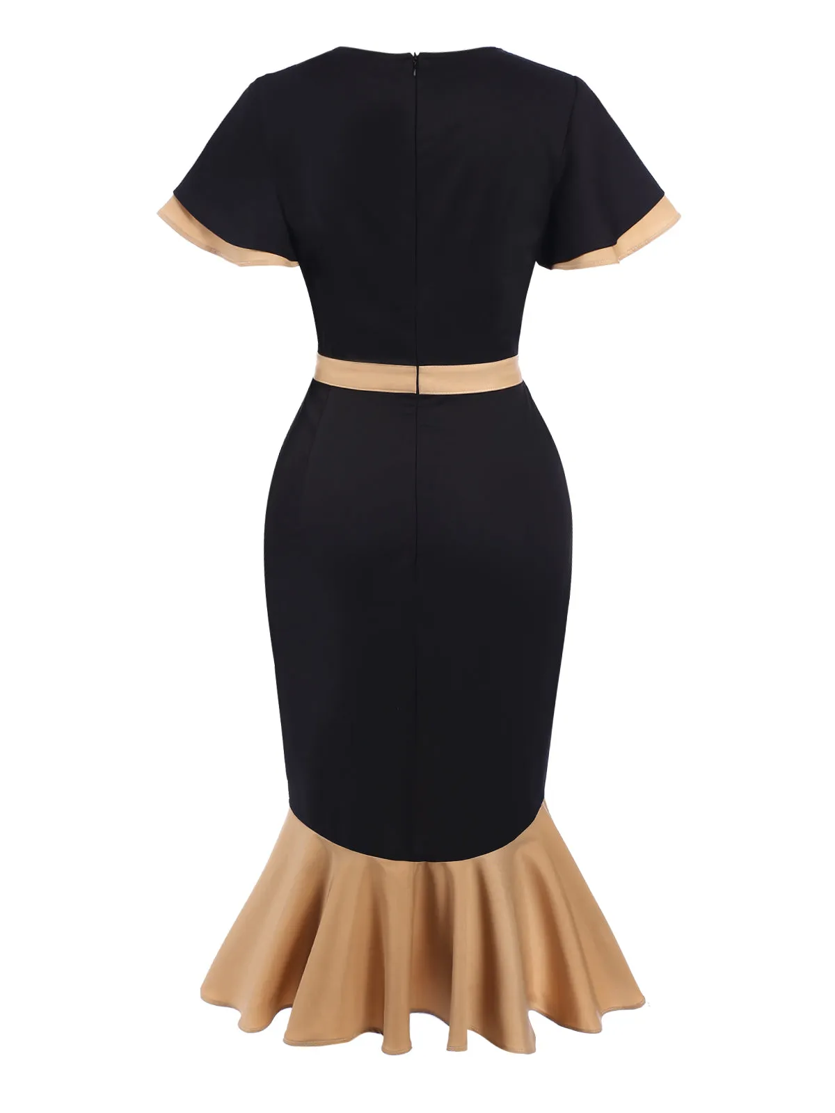 1930s Contrast Bow Tie Ruffle Hem Mermaid Dress sold by Retro Stage product image thumbnail 4