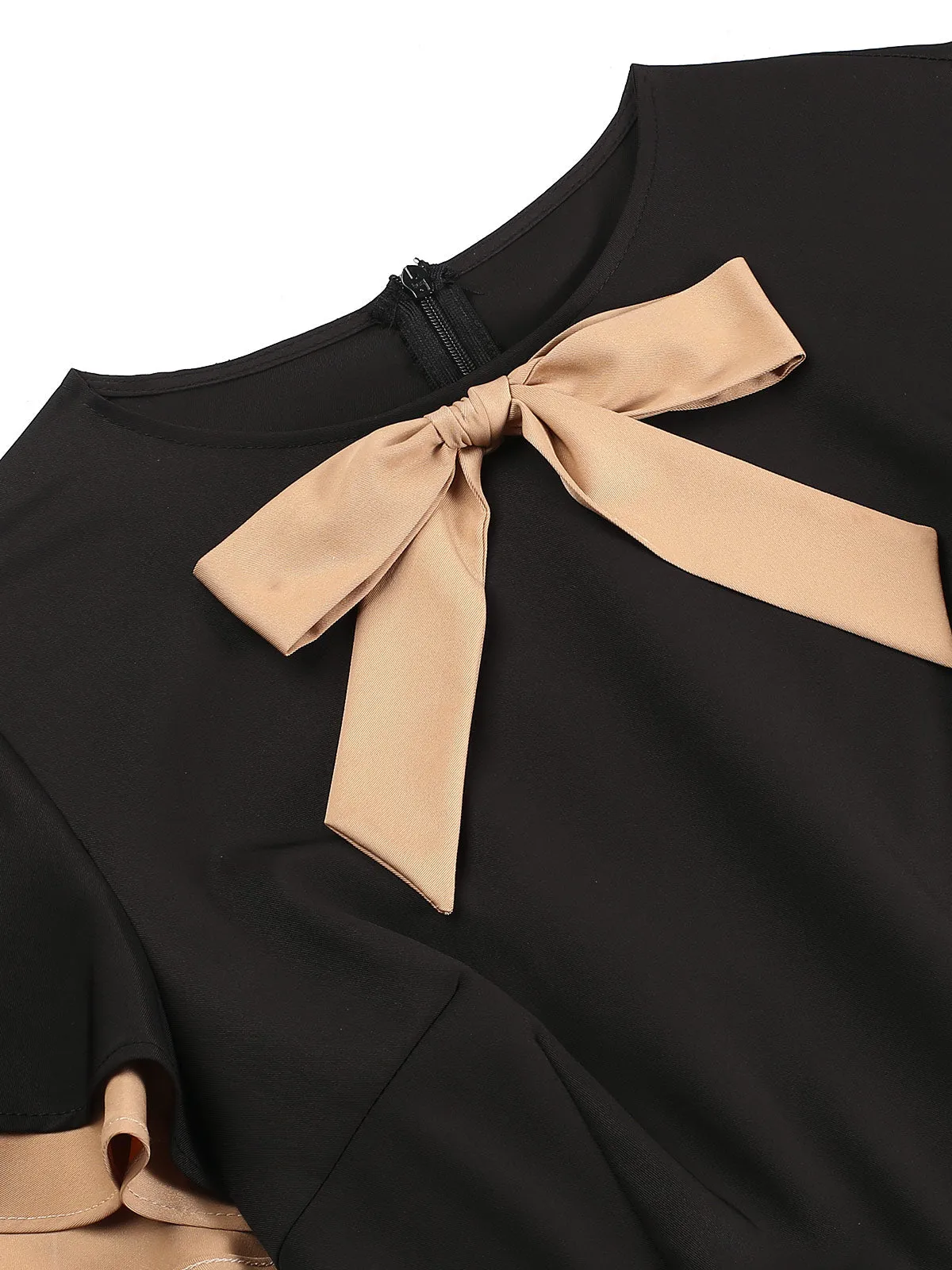 1930s Contrast Bow Tie Ruffle Hem Mermaid Dress sold by Retro Stage product image thumbnail 5