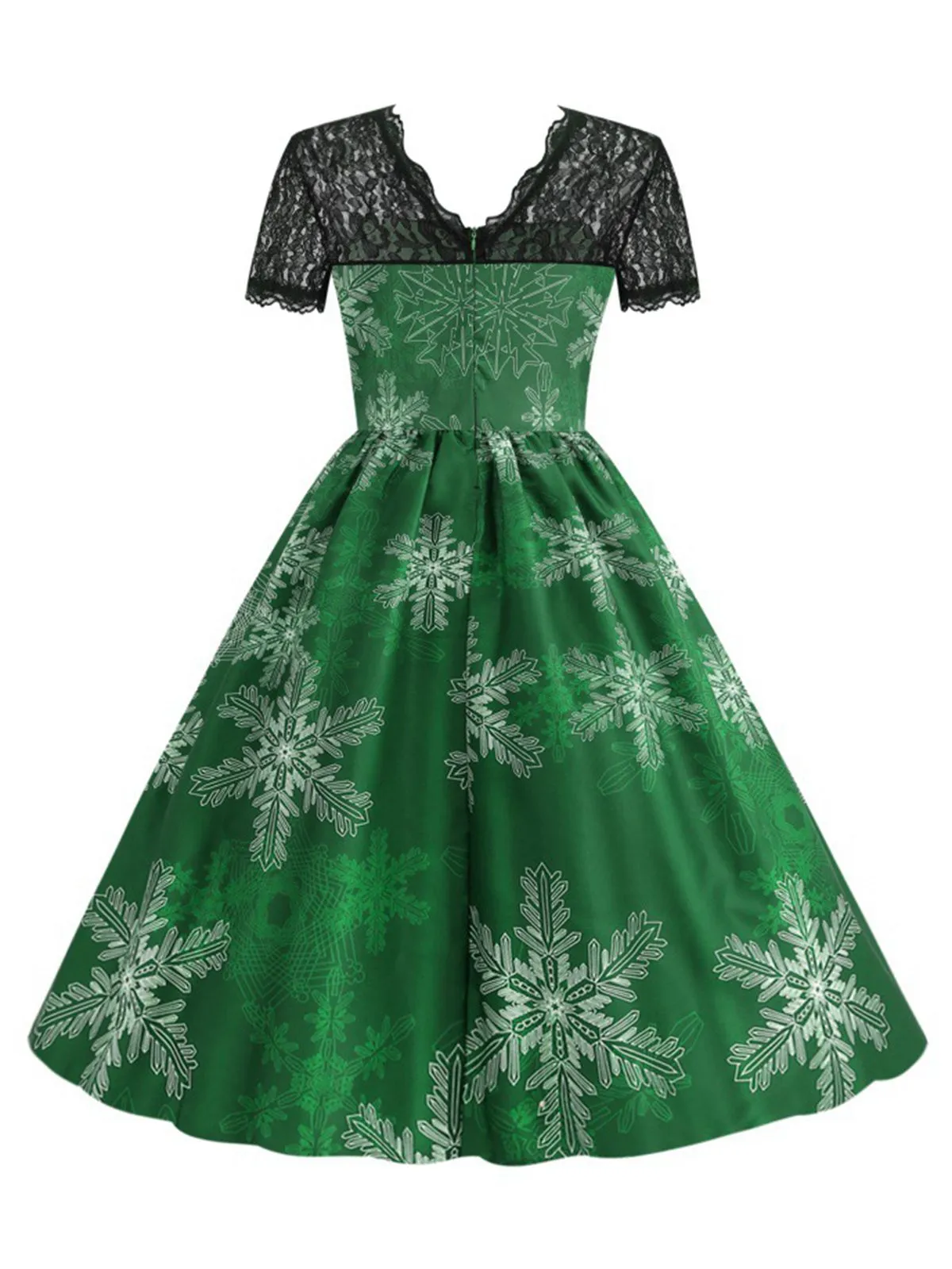 Green 1950s Christmas Santa Claus Lace Patchwork Dress sold by Retro Stage product image thumbnail 3
