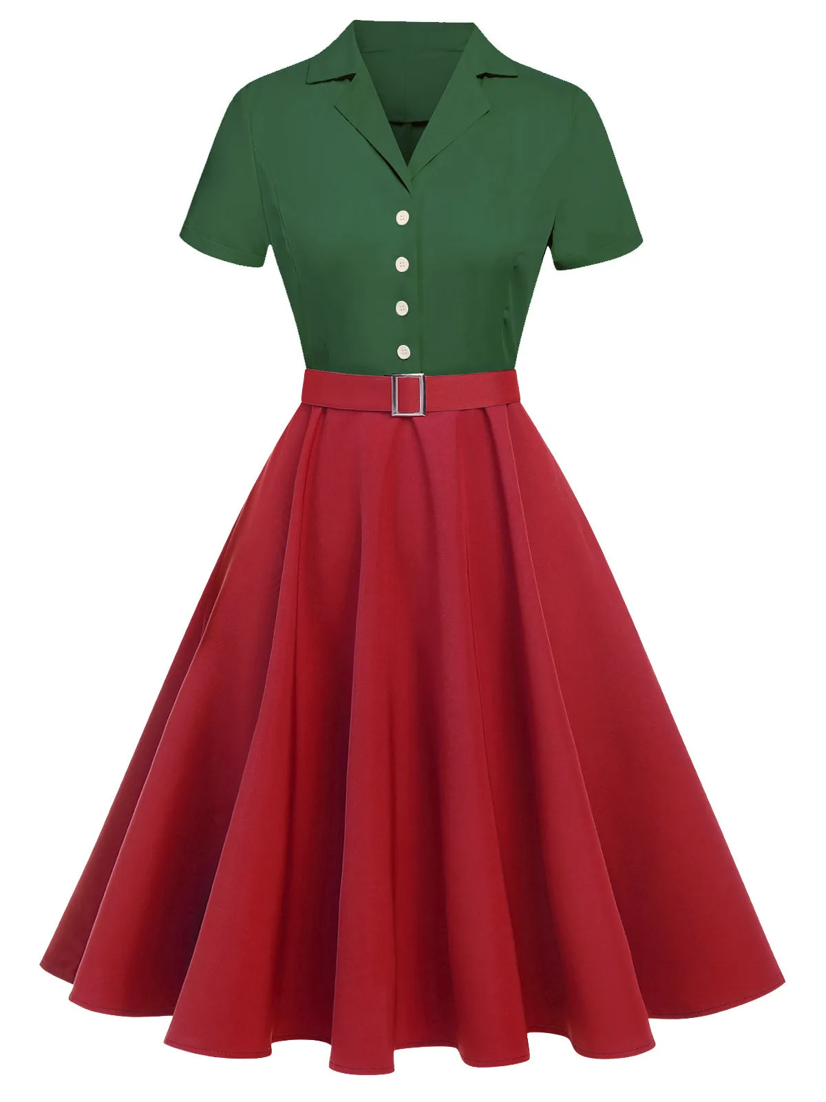 Green&Red 1950s Christmas Button Dress sold by Retro Stage