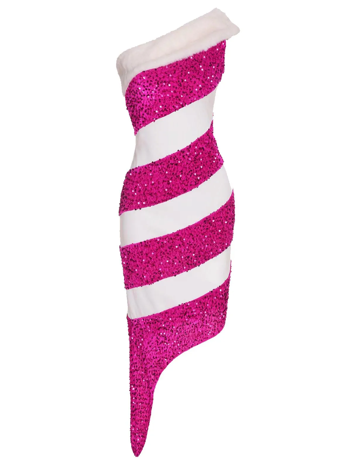 Pink 1960s Candy Cane One-Shoulder Dress sold by Retro Stage product image thumbnail 3