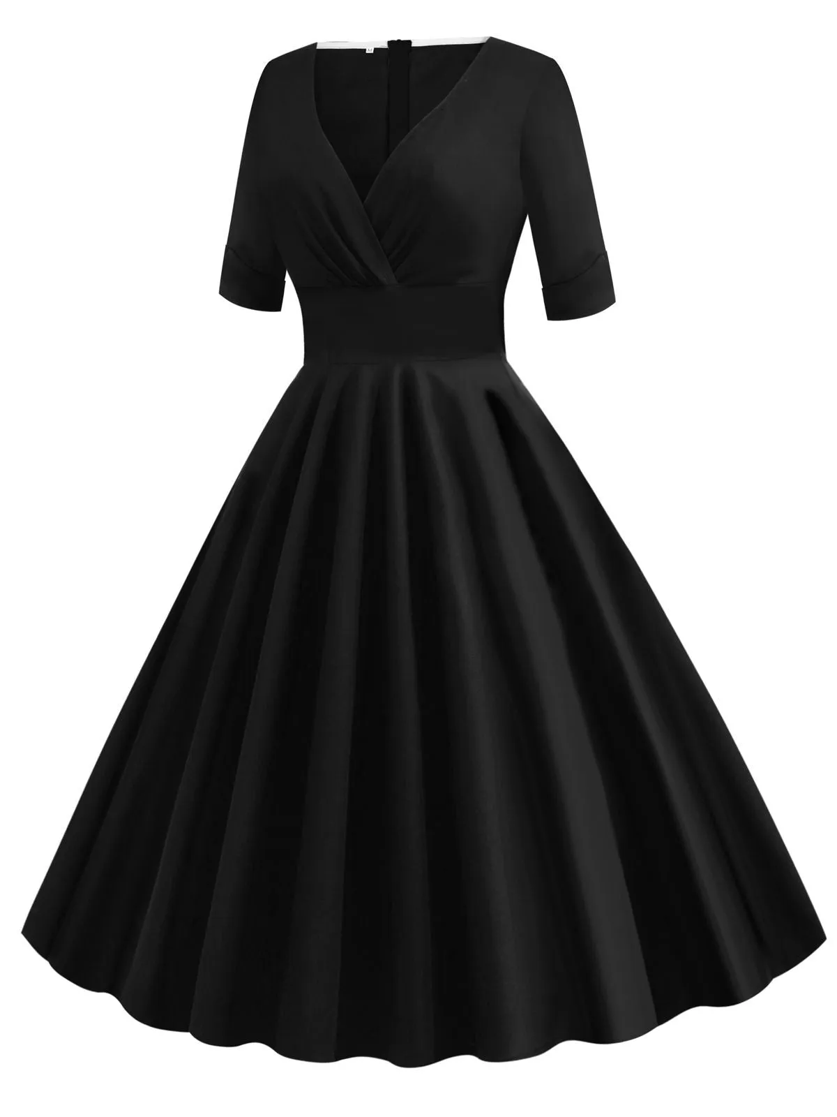 1950s Solid Sweetheart Fold Swing Dress sold by Retro Stage product image thumbnail 3