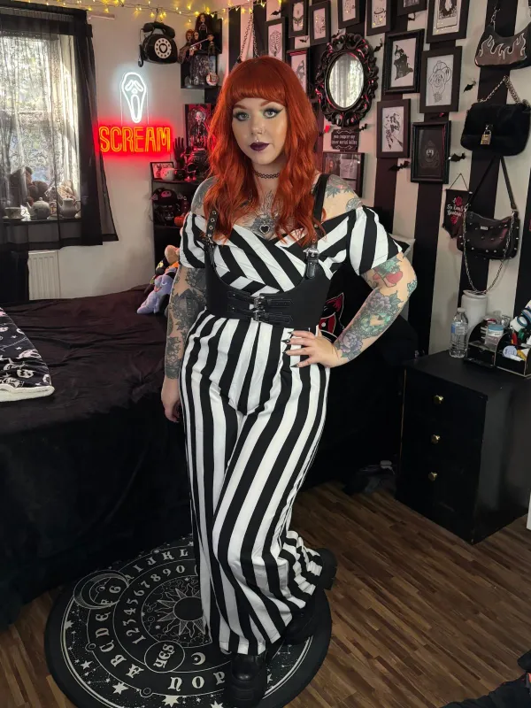 1960s Off-Shoulder Wide Stripe Jumpsuit sold by Retro Stage