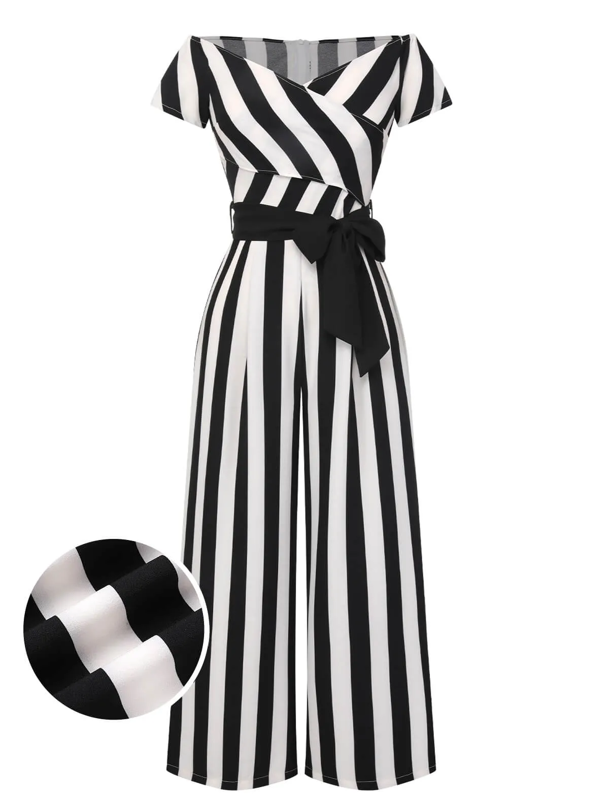1960s Off-Shoulder Wide Stripe Jumpsuit sold by Retro Stage product image thumbnail 2