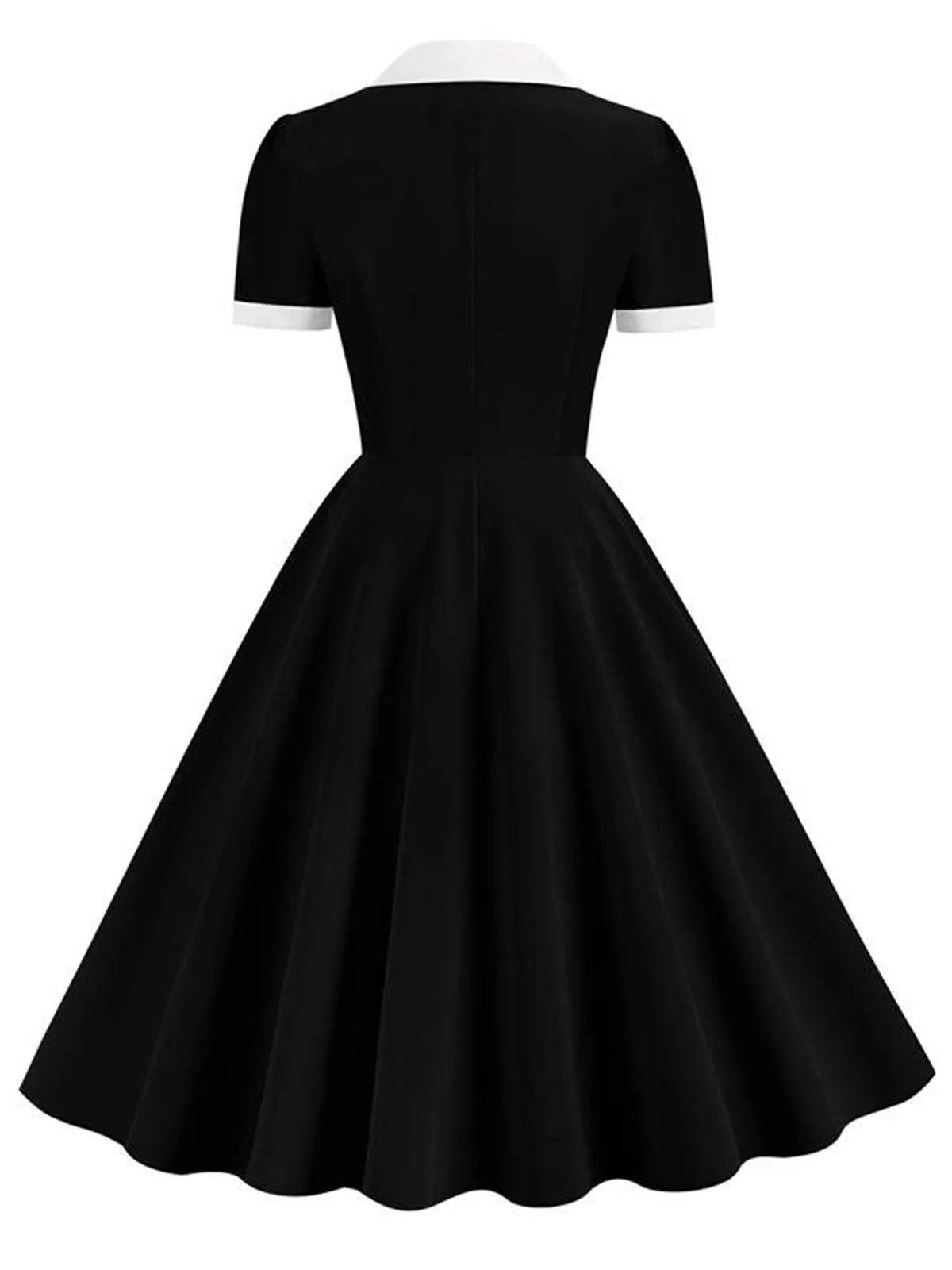 1950s Shirt Collar White Buttons Swing Dress sold by Retro Stage product image thumbnail 2