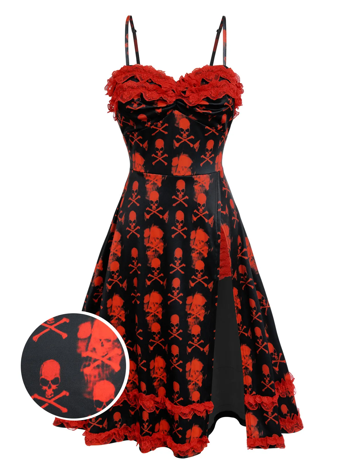 Black 1950s Skull Lace Strap Dress sold by Retro Stage product image thumbnail 3