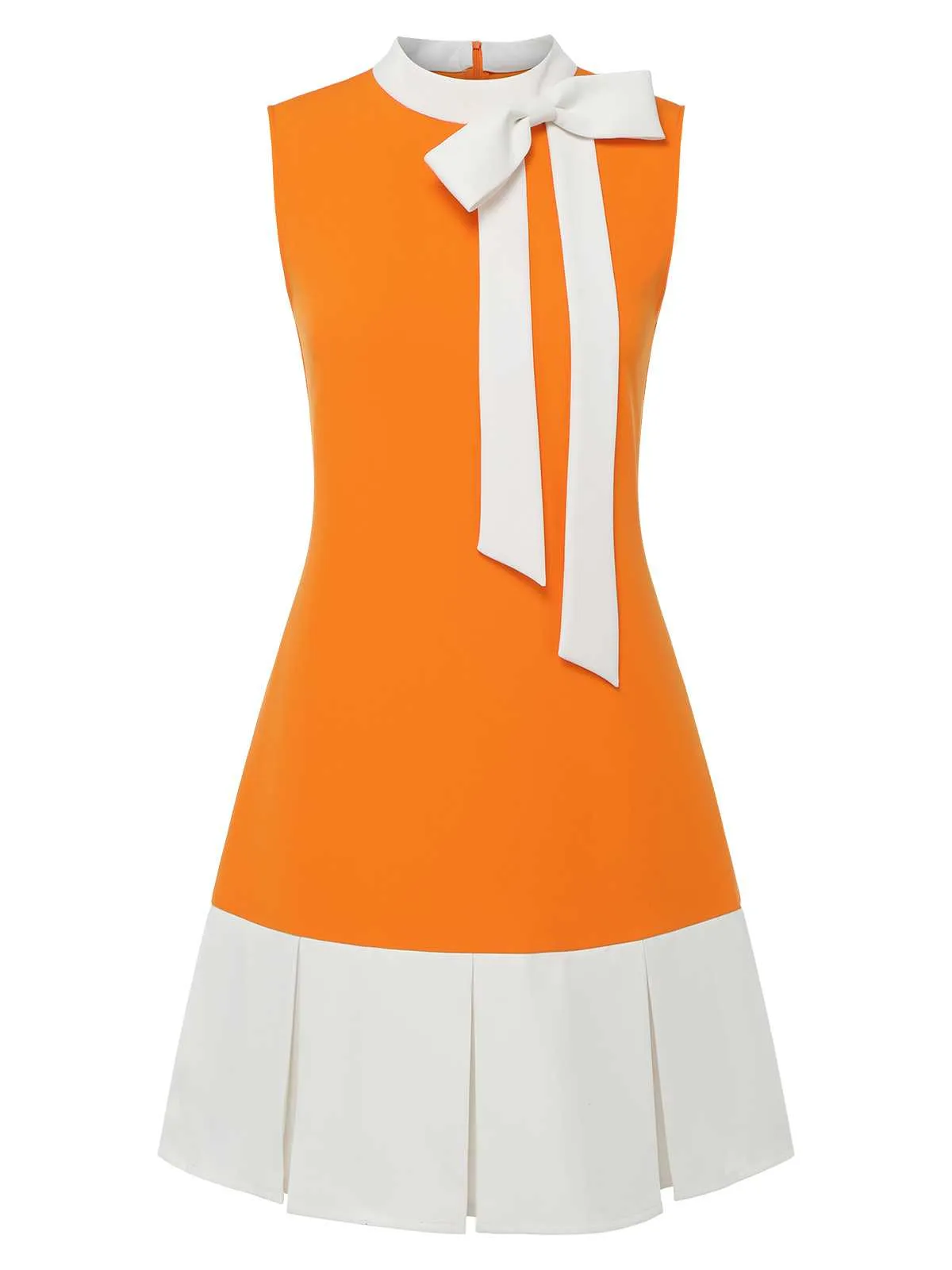 Orange 1960s Crew Bowknot Sleeveless Dress sold by Retro Stage product image thumbnail 4