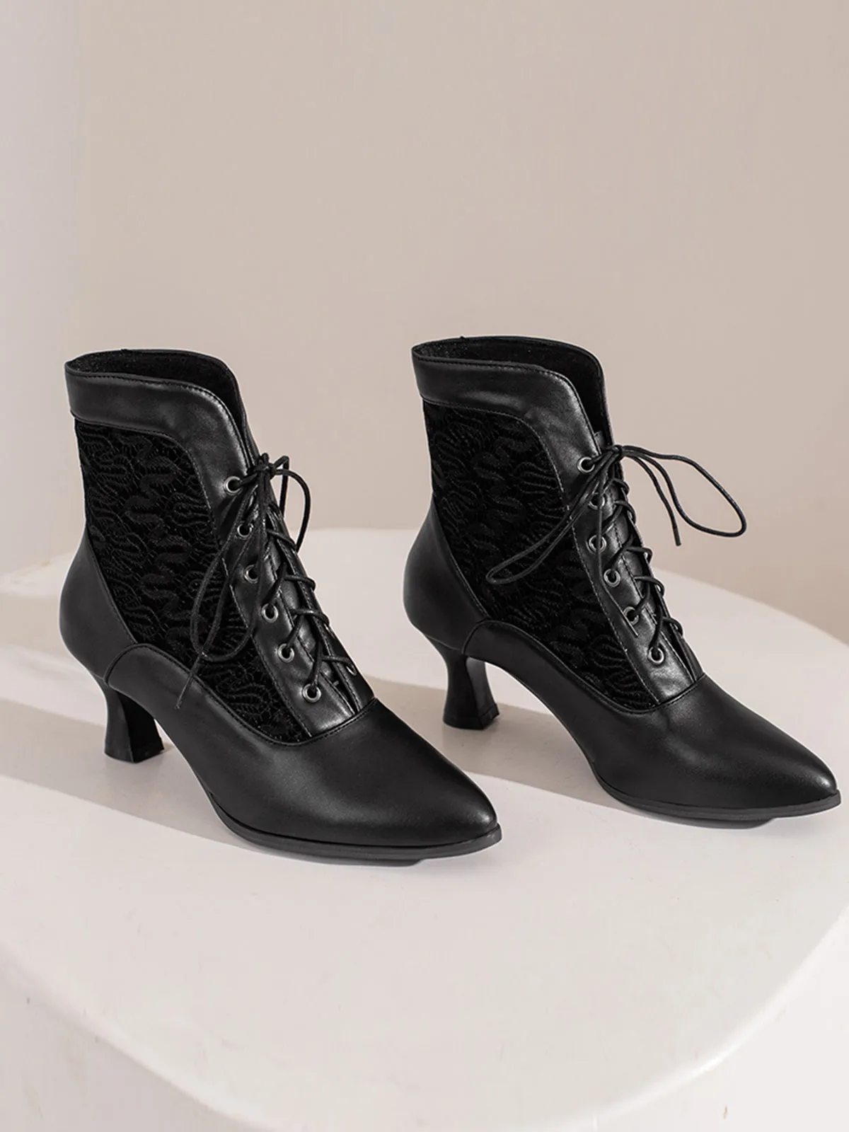 Lace Pointed Leather Heel Vintage Boots sold by Retro Stage product image thumbnail 5
