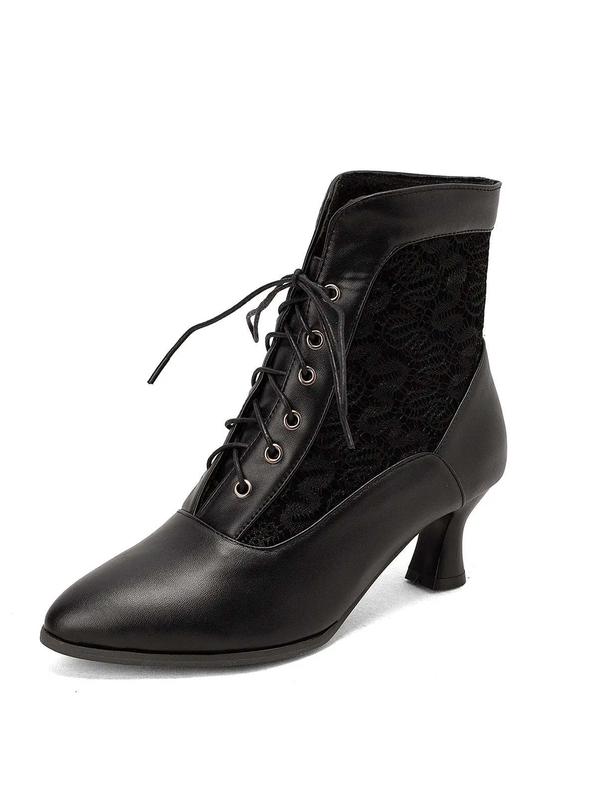 Lace Pointed Leather Heel Vintage Boots sold by Retro Stage product image thumbnail 2
